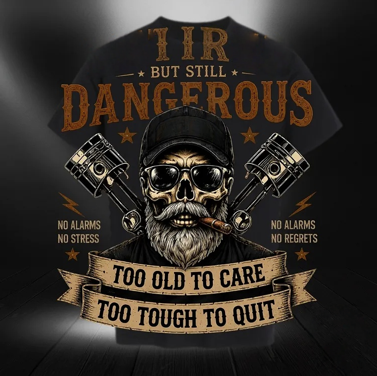 Retired But Still DangerousTM Vintage Skull T-Shirt – Old Guys Club Tee For Men
