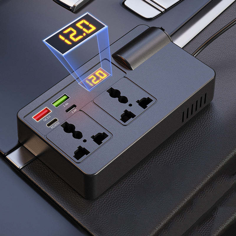 ⚡🔋Portable Car Inverter 12V/24V to 220V with Digital Display