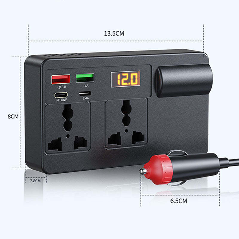 ⚡🔋Portable Car Inverter 12V/24V to 220V with Digital Display
