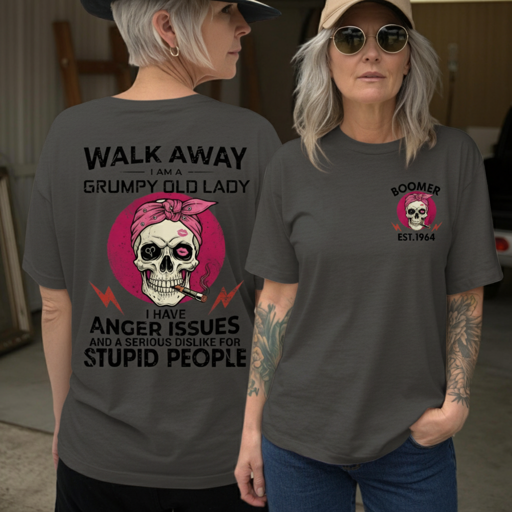 Walk Away I'm A Grumpy Old Lady Custom Year Of Birth Women's T-Shirt