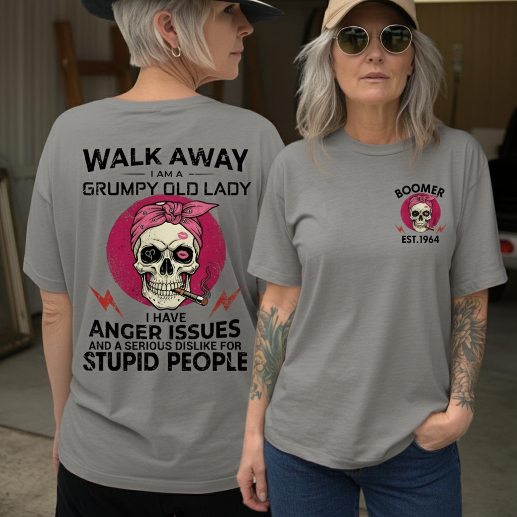 Walk Away I'm A Grumpy Old Lady Custom Year Of Birth Women's T-Shirt