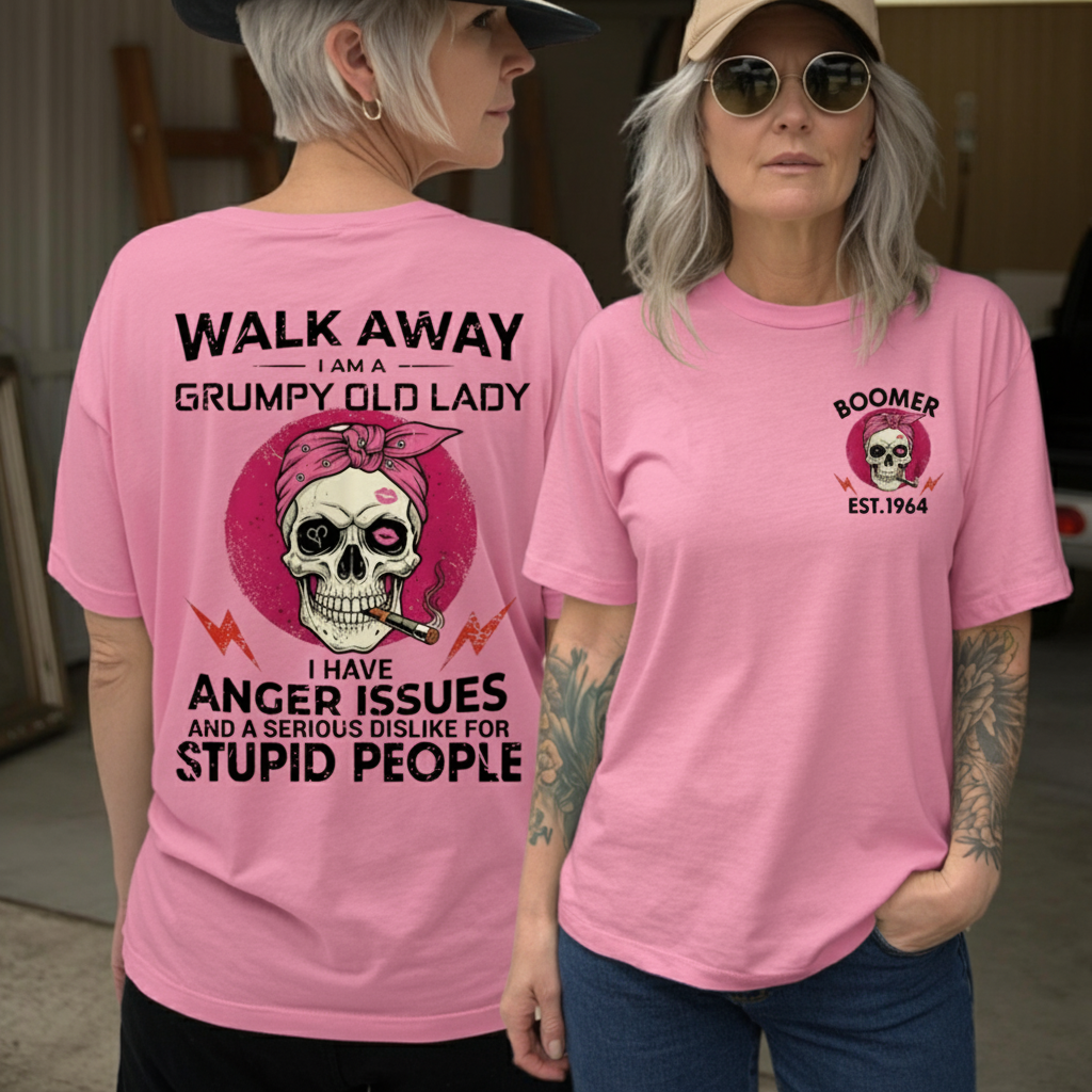 Walk Away I'm A Grumpy Old Lady Custom Year Of Birth Women's T-Shirt