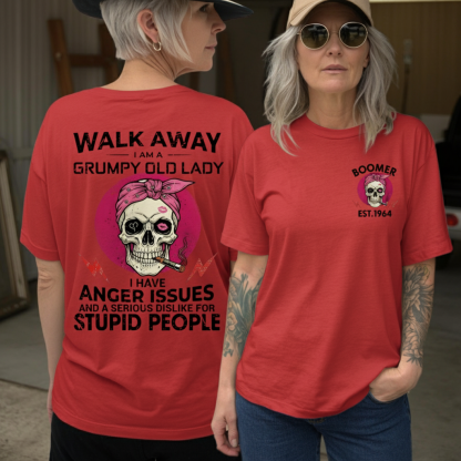 Walk Away I'm A Grumpy Old Lady Custom Year Of Birth Women's T-Shirt