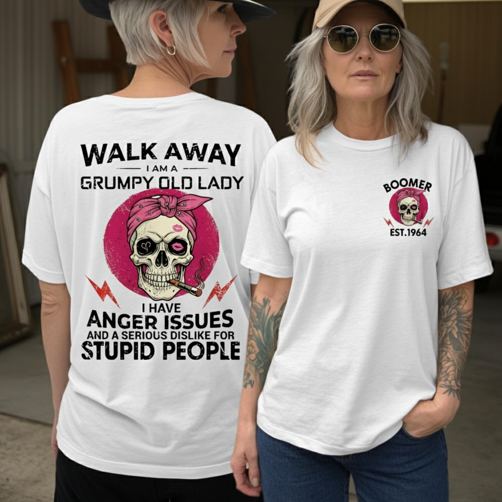 Walk Away I'm A Grumpy Old Lady Custom Year Of Birth Women's T-Shirt
