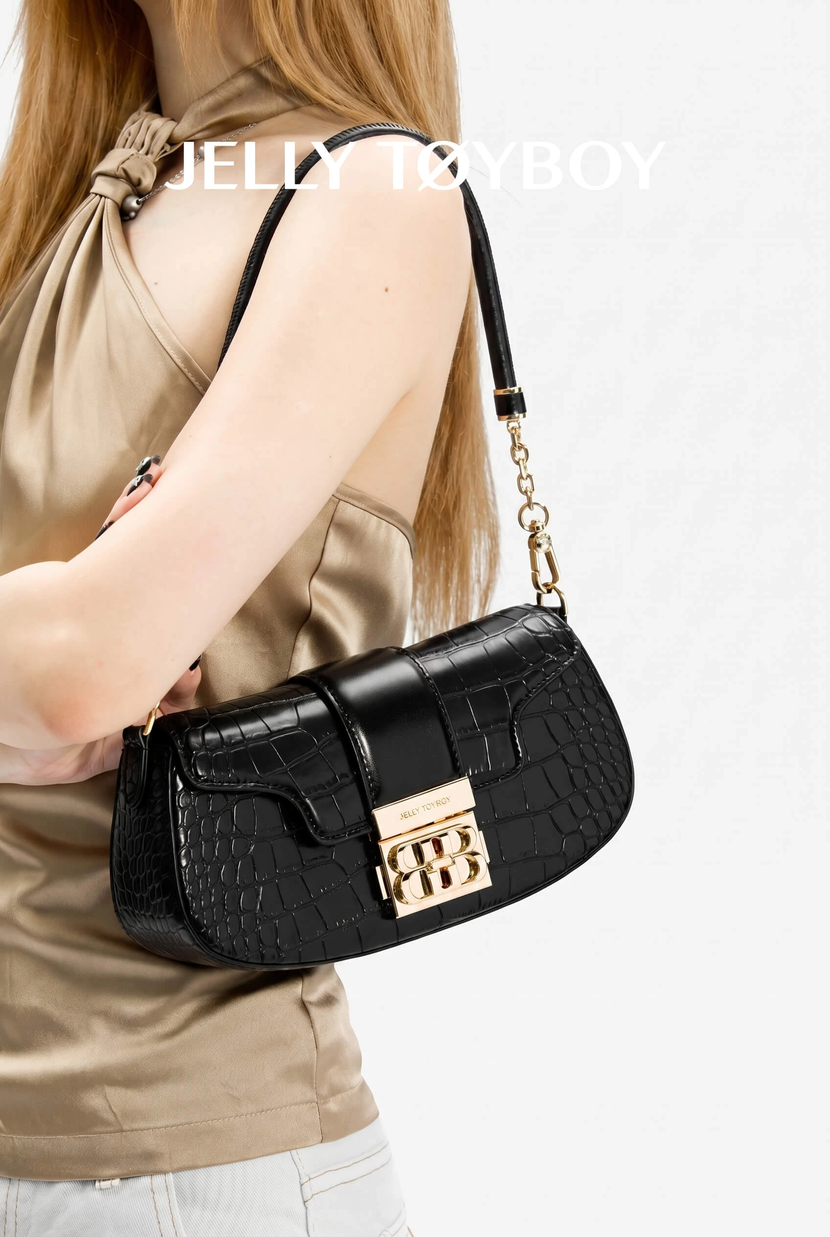 Jellytoyboy Women Casual Crossbody Purse, Sculptural Handle Premium Leather Handbag | JTB Shake Bag