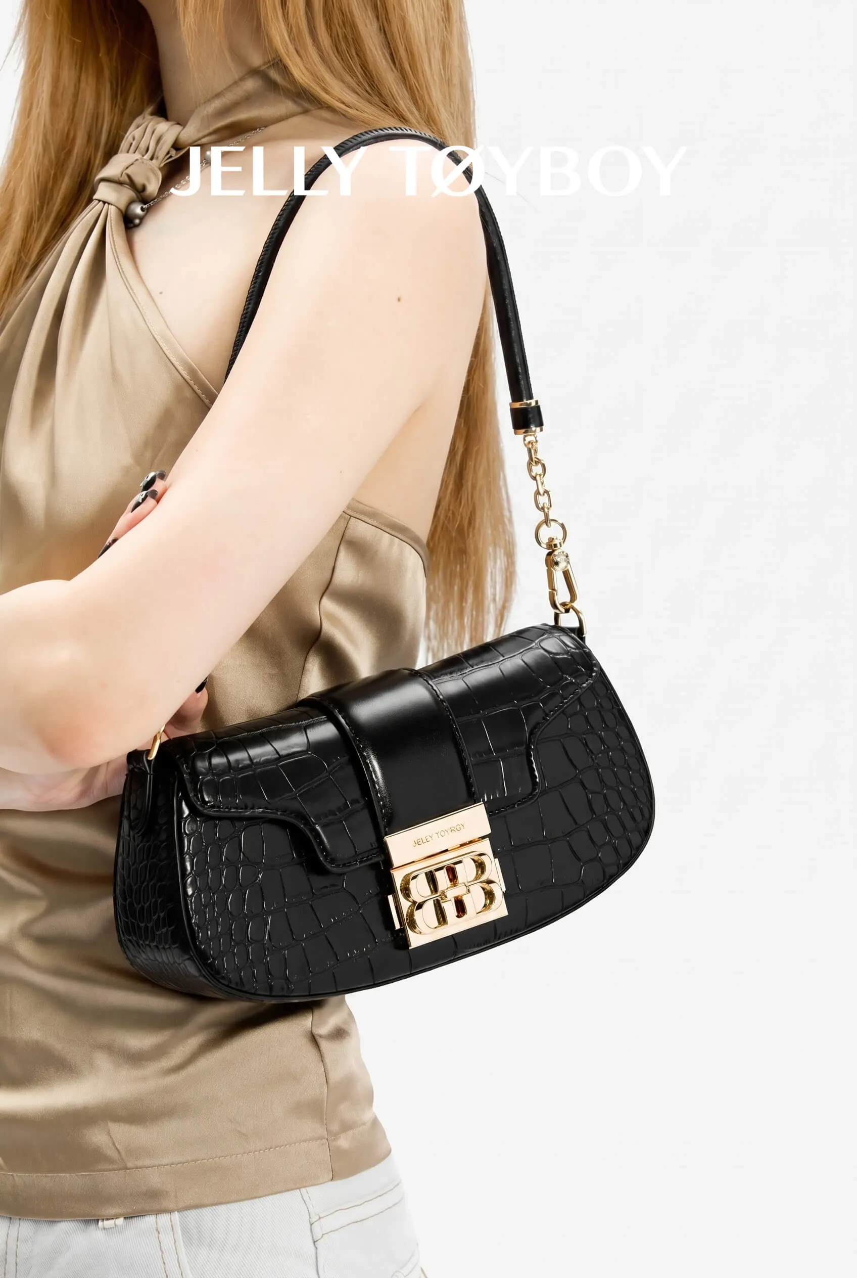 Jellytoyboy Women Casual Crossbody Purse, Sculptural Handle Premium Leather Handbag | JTB Shake Bag