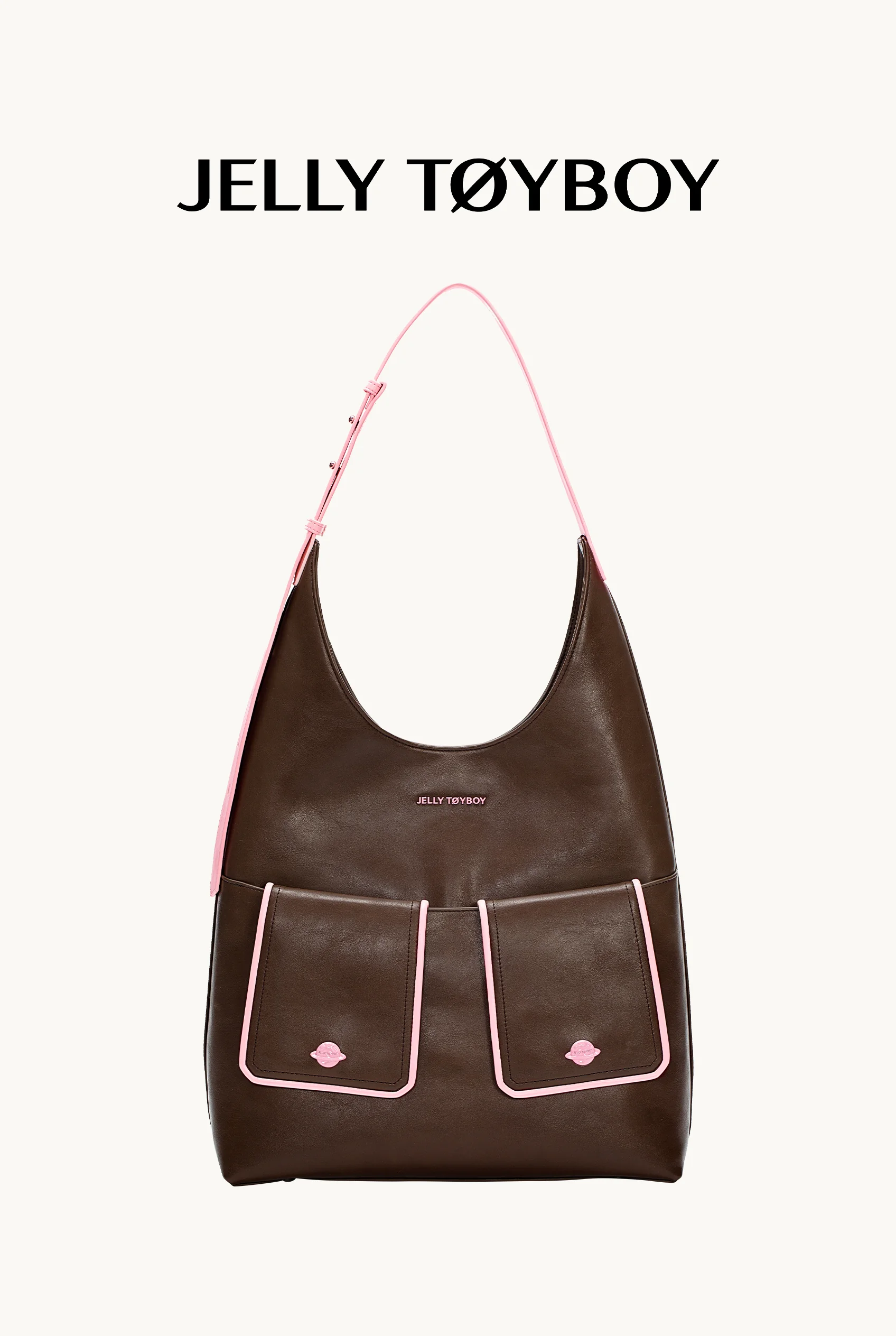 Jellytoyboy Women Niche Designer Cow Leather All Season Large Capacity Daily Commute Shoulder Tote Bag | JTB Dual Pocket Hobo Tote