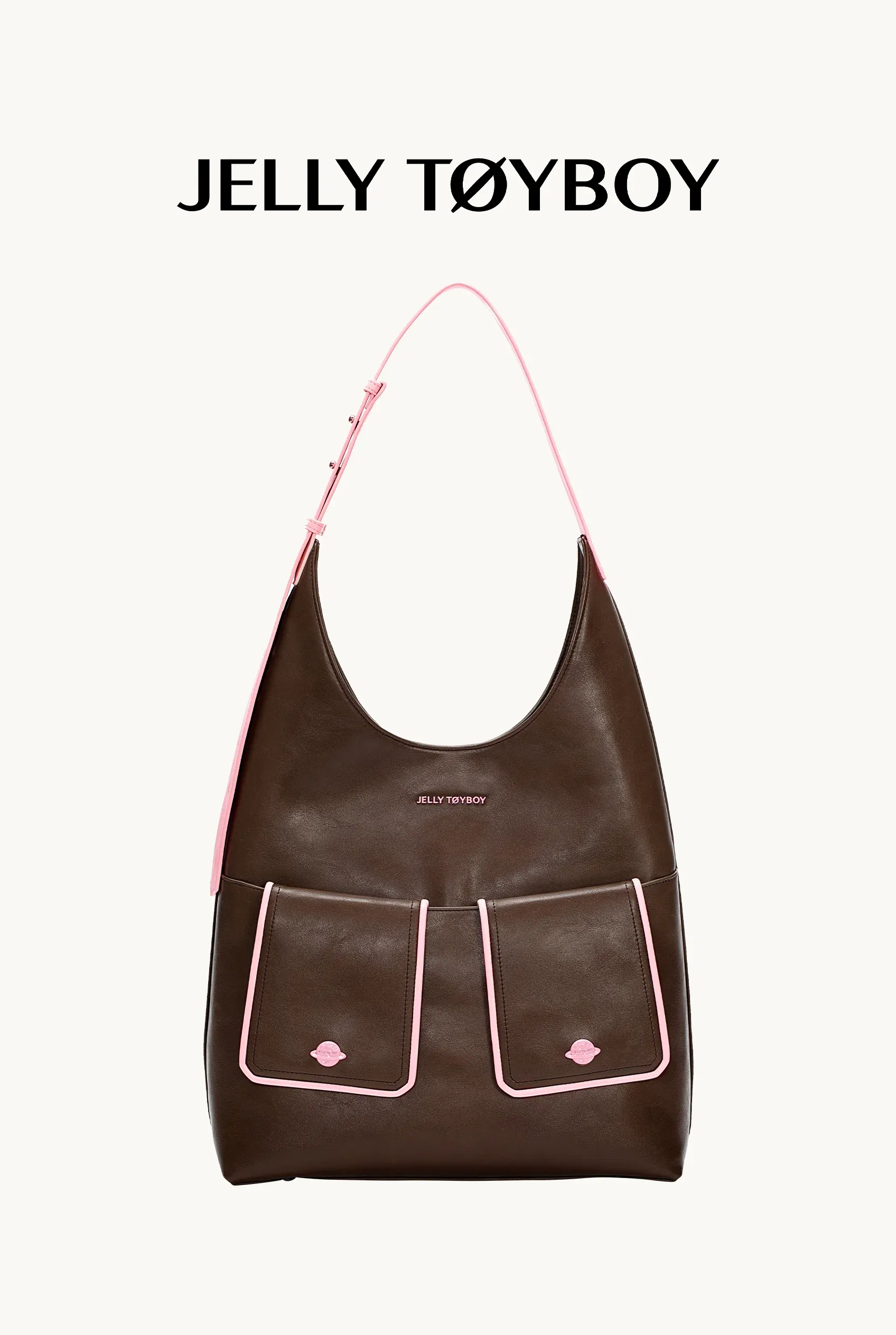 Jellytoyboy Women Niche Designer Cow Leather All Season Large Capacity Daily Commute Shoulder Tote Bag | JTB Dual Pocket Hobo Tote