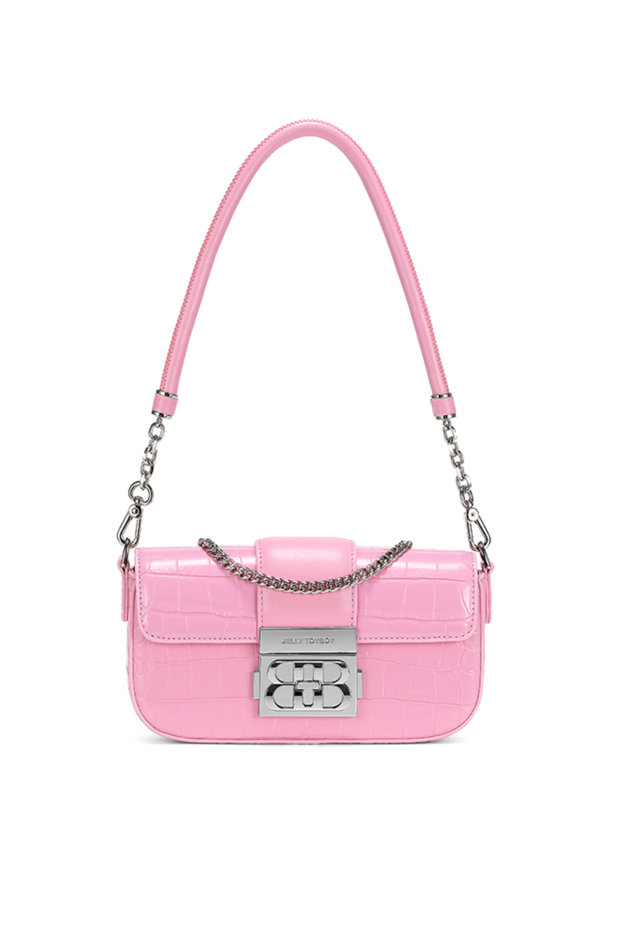 MODLOCK | Harmonica Bag – Croc-Embossed Mini Flap Bag with Bold Chain Lock