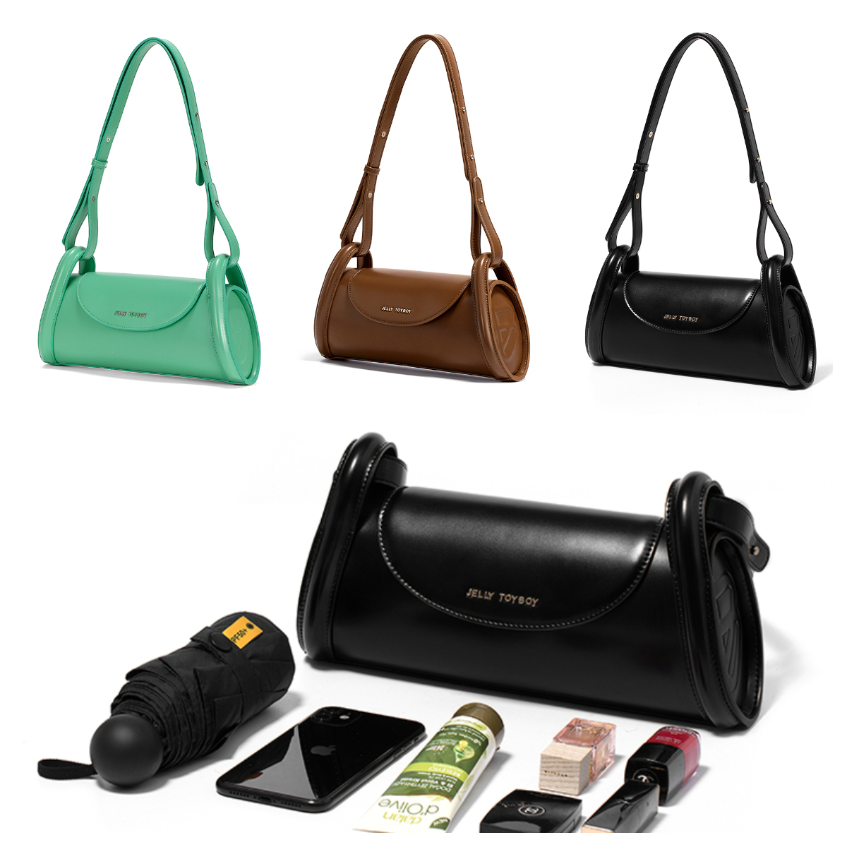 JELLY TOYBOY Hengqin Bag – Ribbed Baguette Bag,3-Way Carry, Light & Chic