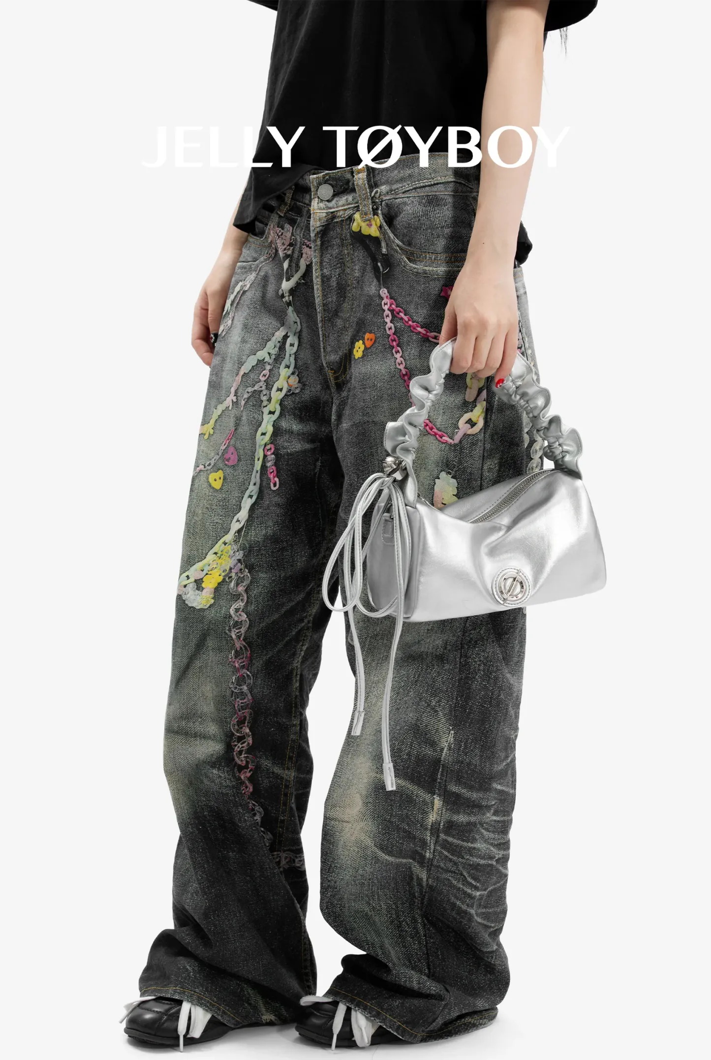 Jellytoyboy Women's Silver Metallic Moto-Chic Mini Bag - Minimalist Y2K Crossbody Handbag for Streetwear & Travel | JTB Cloud Bento Bag