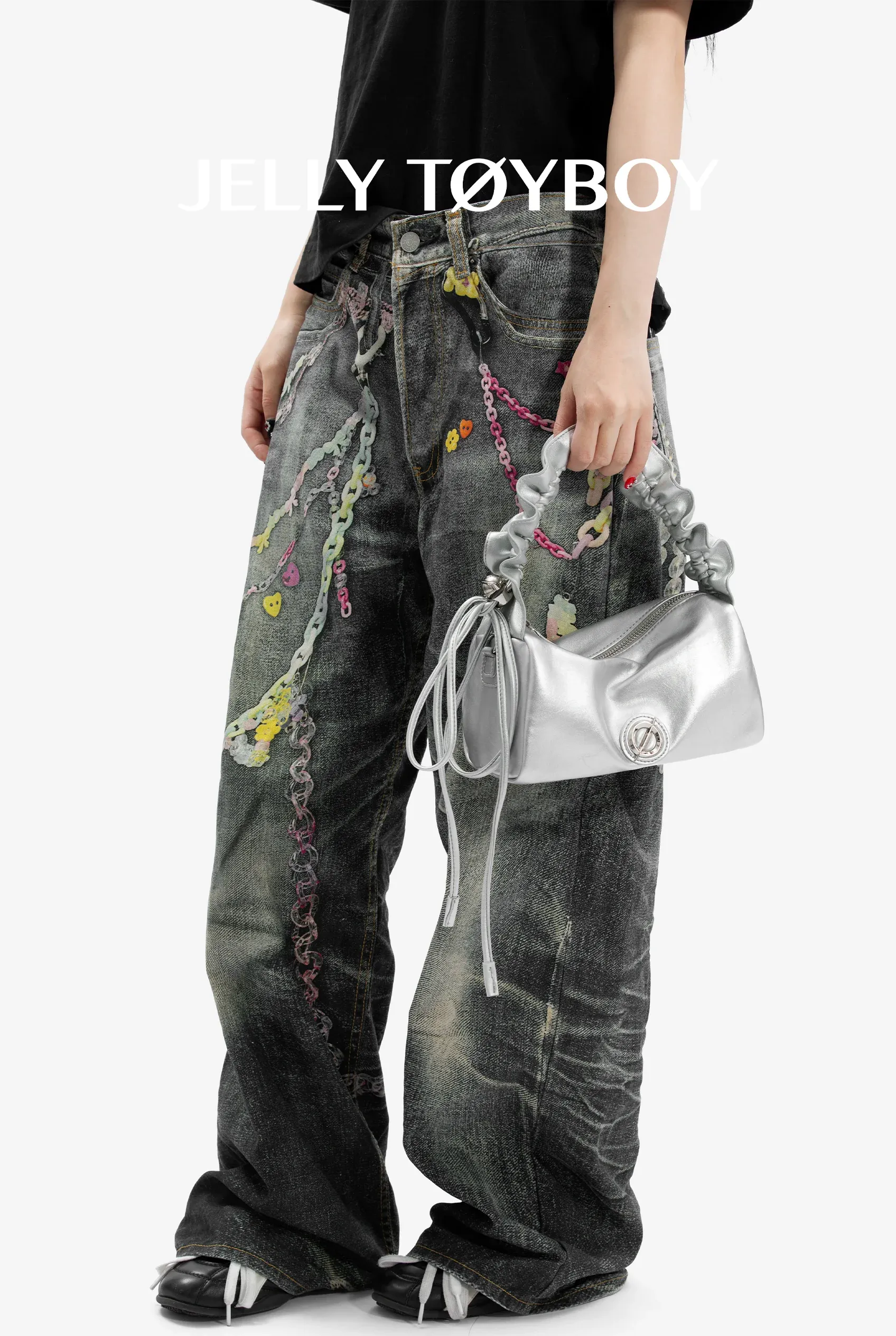 Jellytoyboy Women's Silver Metallic Moto-Chic Mini Bag - Minimalist Y2K Crossbody Handbag for Streetwear & Travel | JTB Cloud Bento Bag