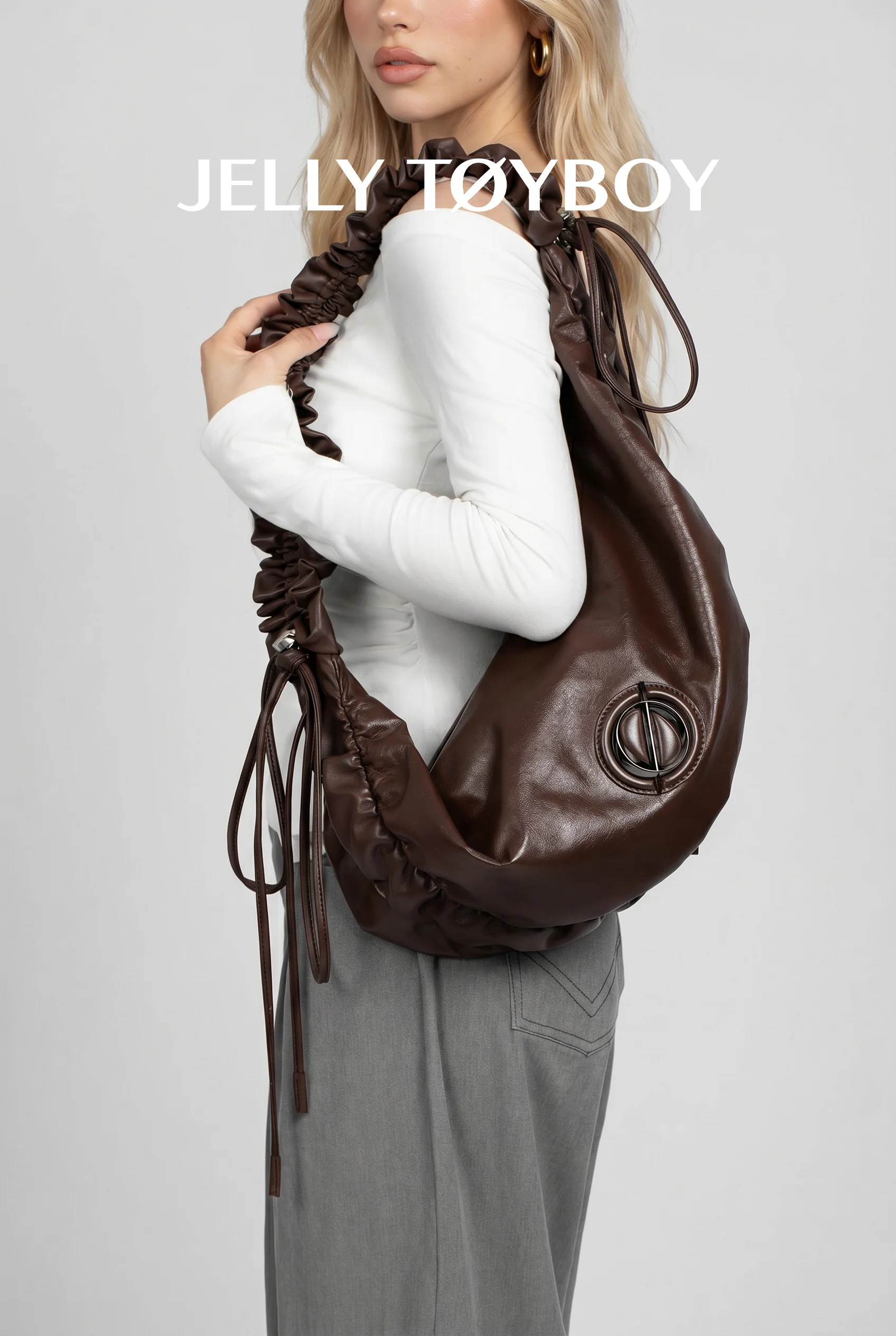 Jellytoyboy Women Spring Summer Genuine Cowhide Large Capacity Dumpling Bag Commute Shoulder Crossbody Bag | JTB Cloud Croissant Bag
