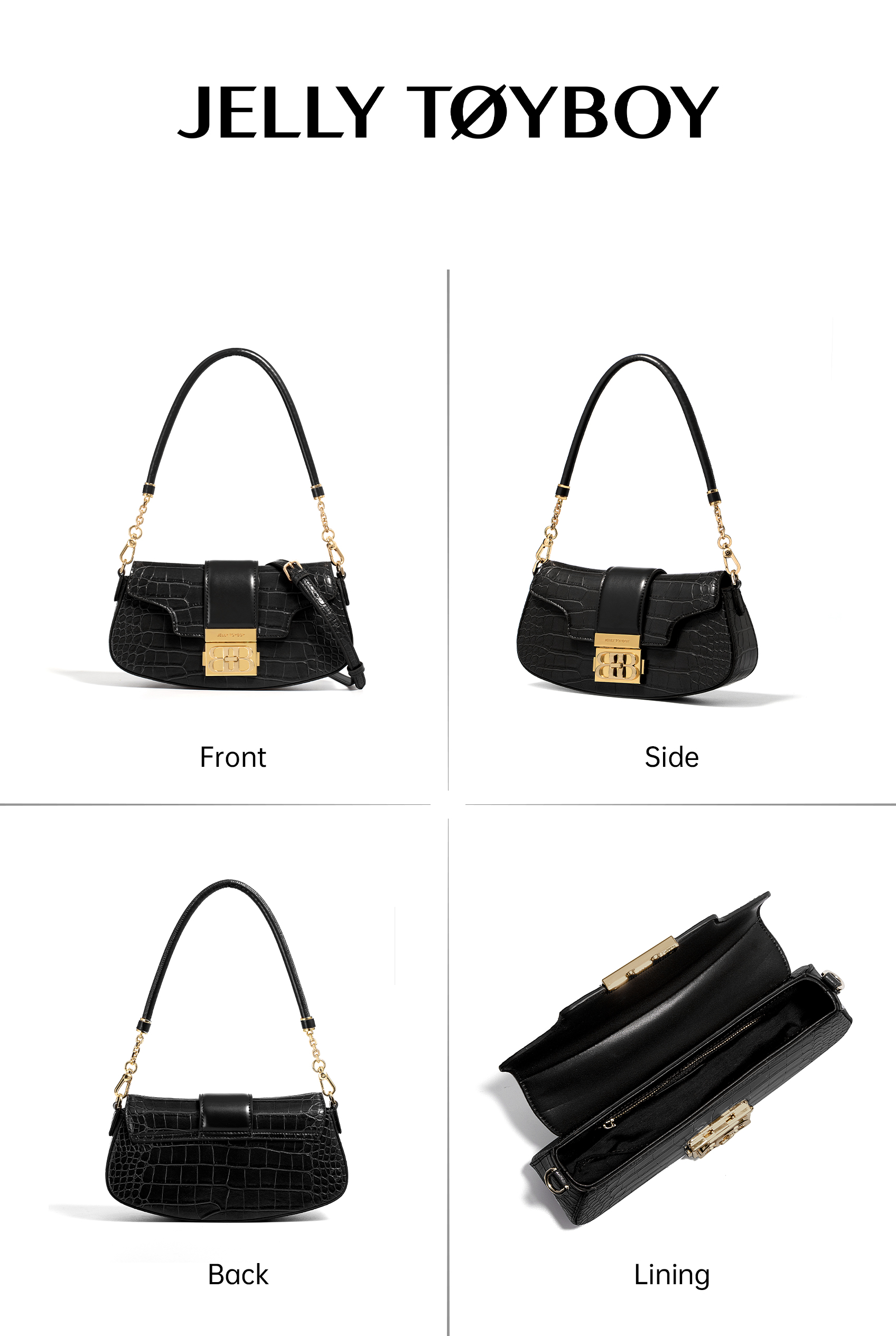 Jellytoyboy Women Casual Crossbody Purse, Sculptural Handle Premium Leather Handbag | JTB Shake Bag