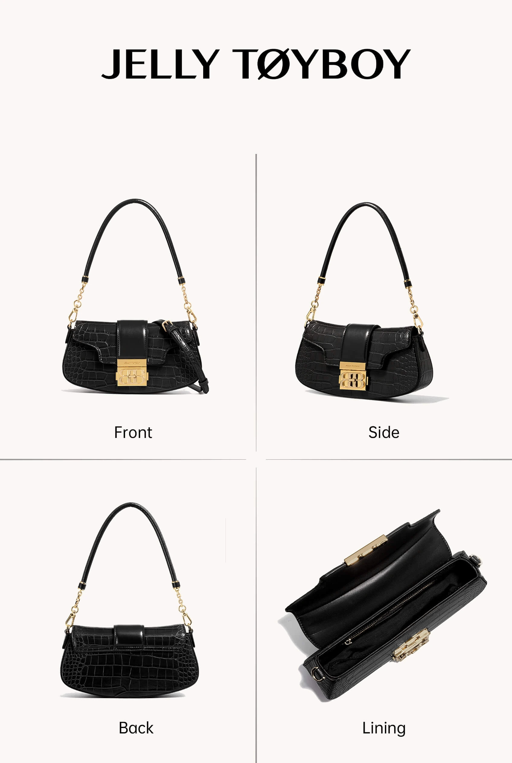Jellytoyboy Women Casual Crossbody Purse, Sculptural Handle Premium Leather Handbag | JTB Shake Bag