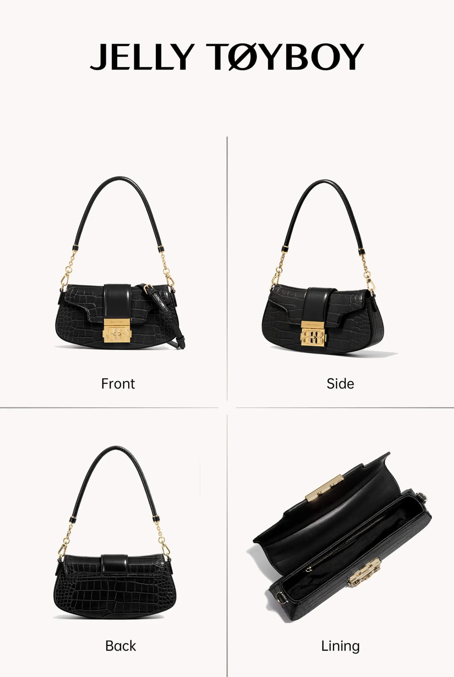 Jellytoyboy Women Casual Crossbody Purse, Sculptural Handle Premium Leather Handbag | JTB Shake Bag