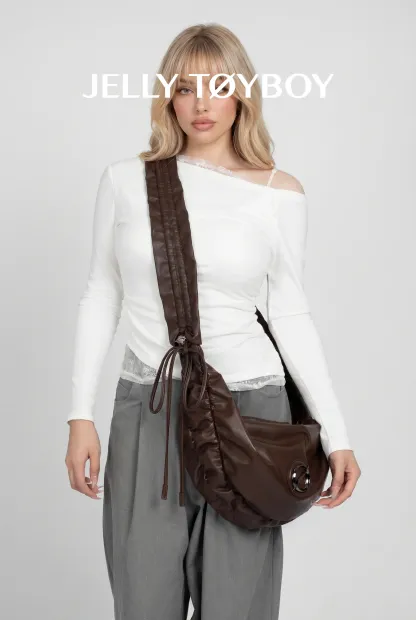Jellytoyboy Women Spring Summer Genuine Cowhide Large Capacity Dumpling Bag Commute Shoulder Crossbody Bag | JTB Cloud Croissant Bag