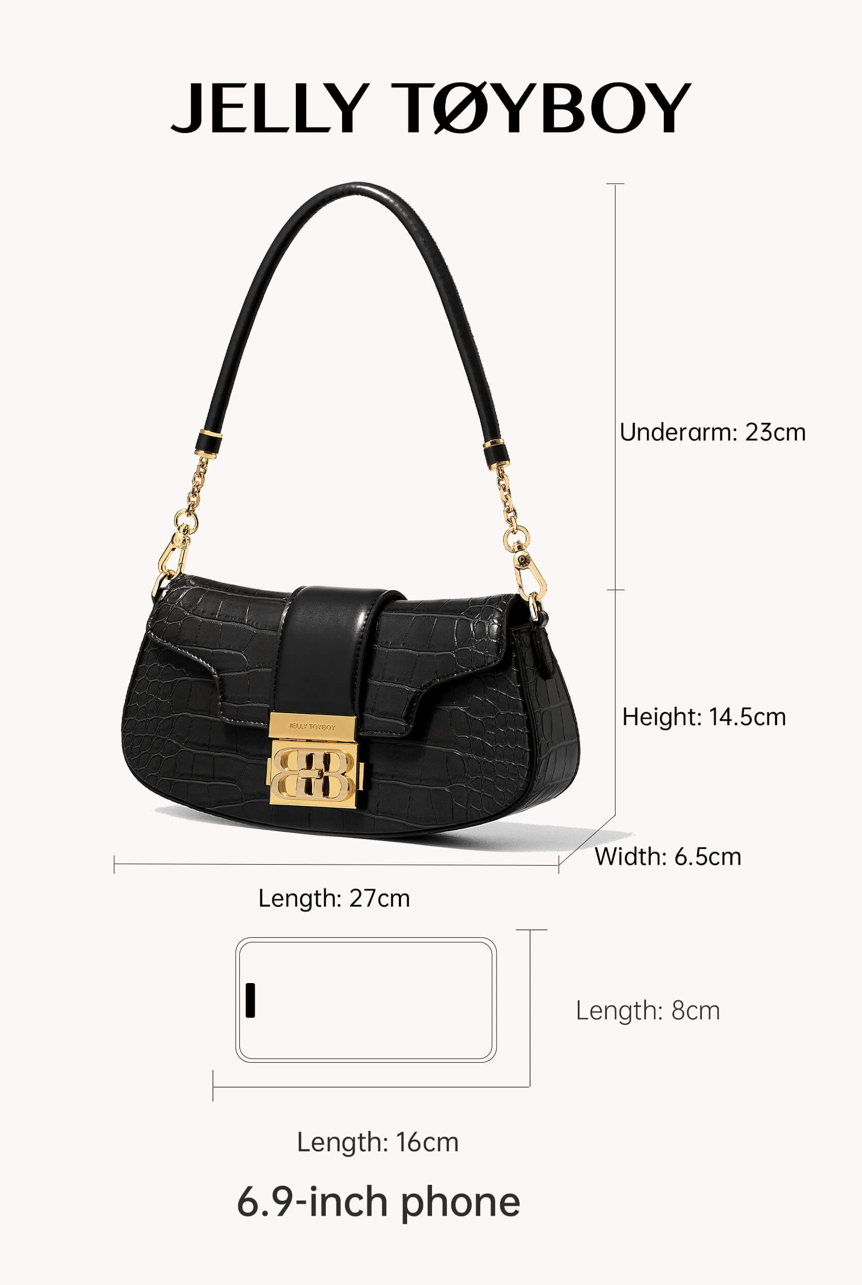 Jellytoyboy Women Casual Crossbody Purse, Sculptural Handle Premium Leather Handbag | JTB Shake Bag
