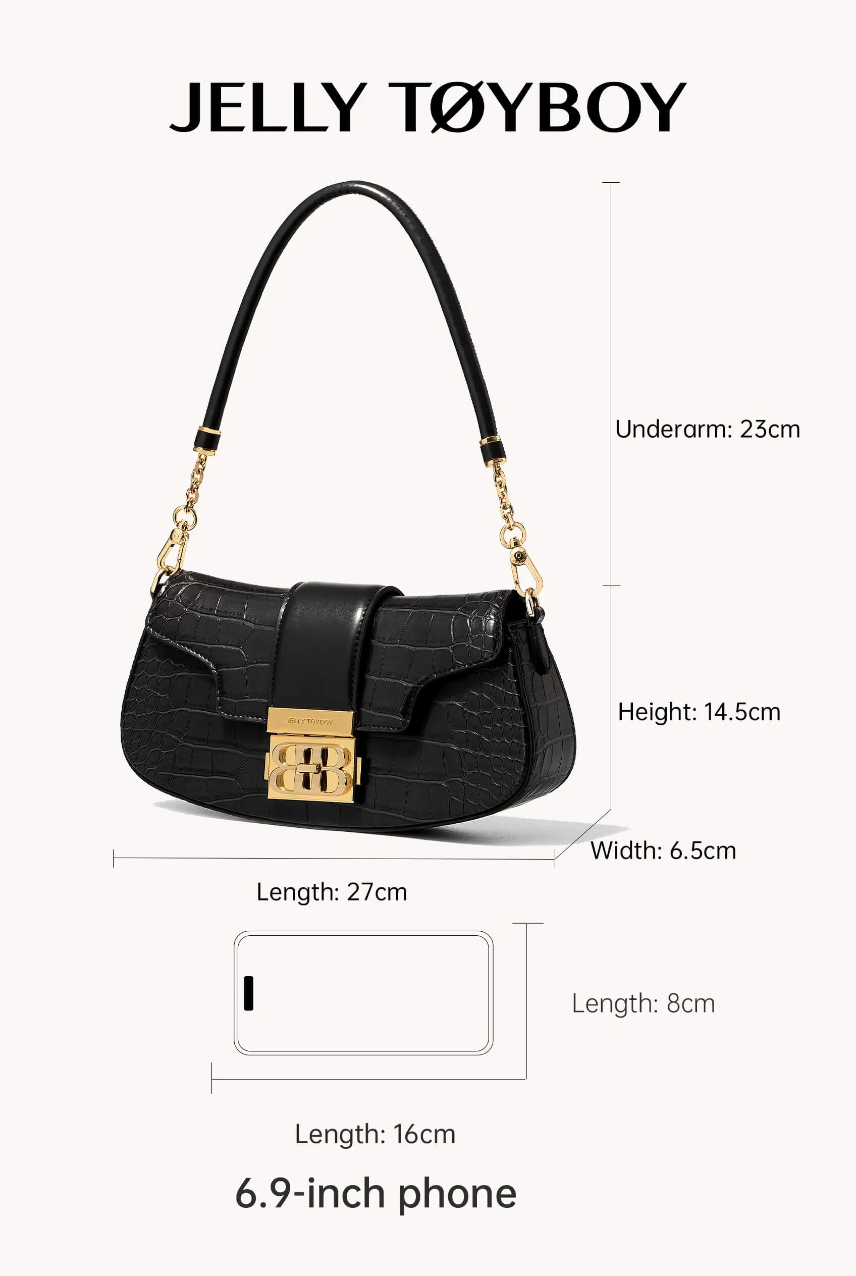 Jellytoyboy Women Casual Crossbody Purse, Sculptural Handle Premium Leather Handbag | JTB Shake Bag