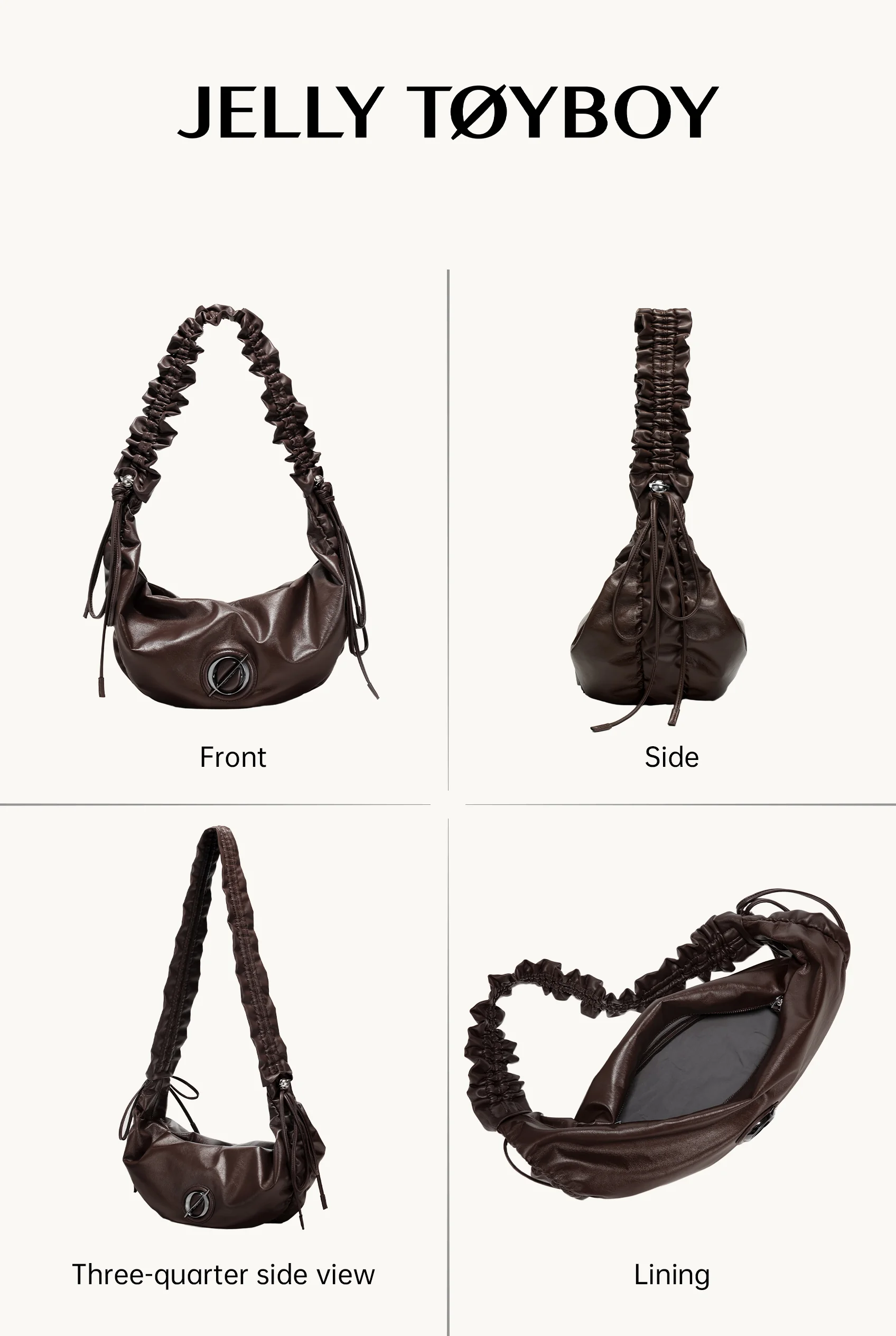 Jellytoyboy Women Spring Summer Genuine Cowhide Large Capacity Dumpling Bag Commute Shoulder Crossbody Bag | JTB Cloud Croissant Bag