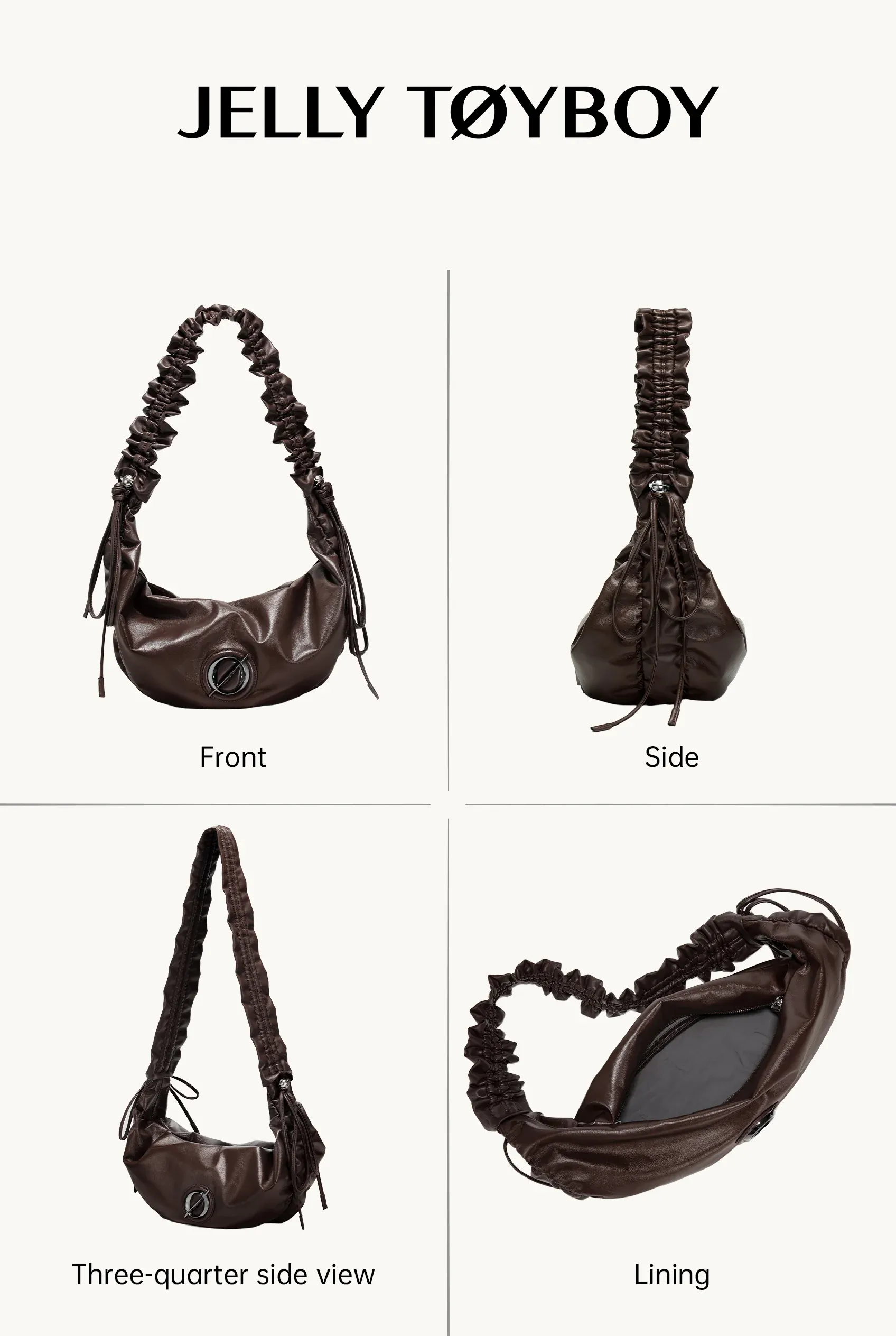 Jellytoyboy Women Spring Summer Genuine Cowhide Large Capacity Dumpling Bag Commute Shoulder Crossbody Bag | JTB Cloud Croissant Bag