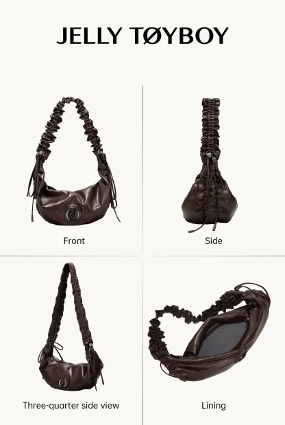 Jellytoyboy Women Spring Summer Genuine Cowhide Large Capacity Dumpling Bag Commute Shoulder Crossbody Bag | JTB Cloud Croissant Bag