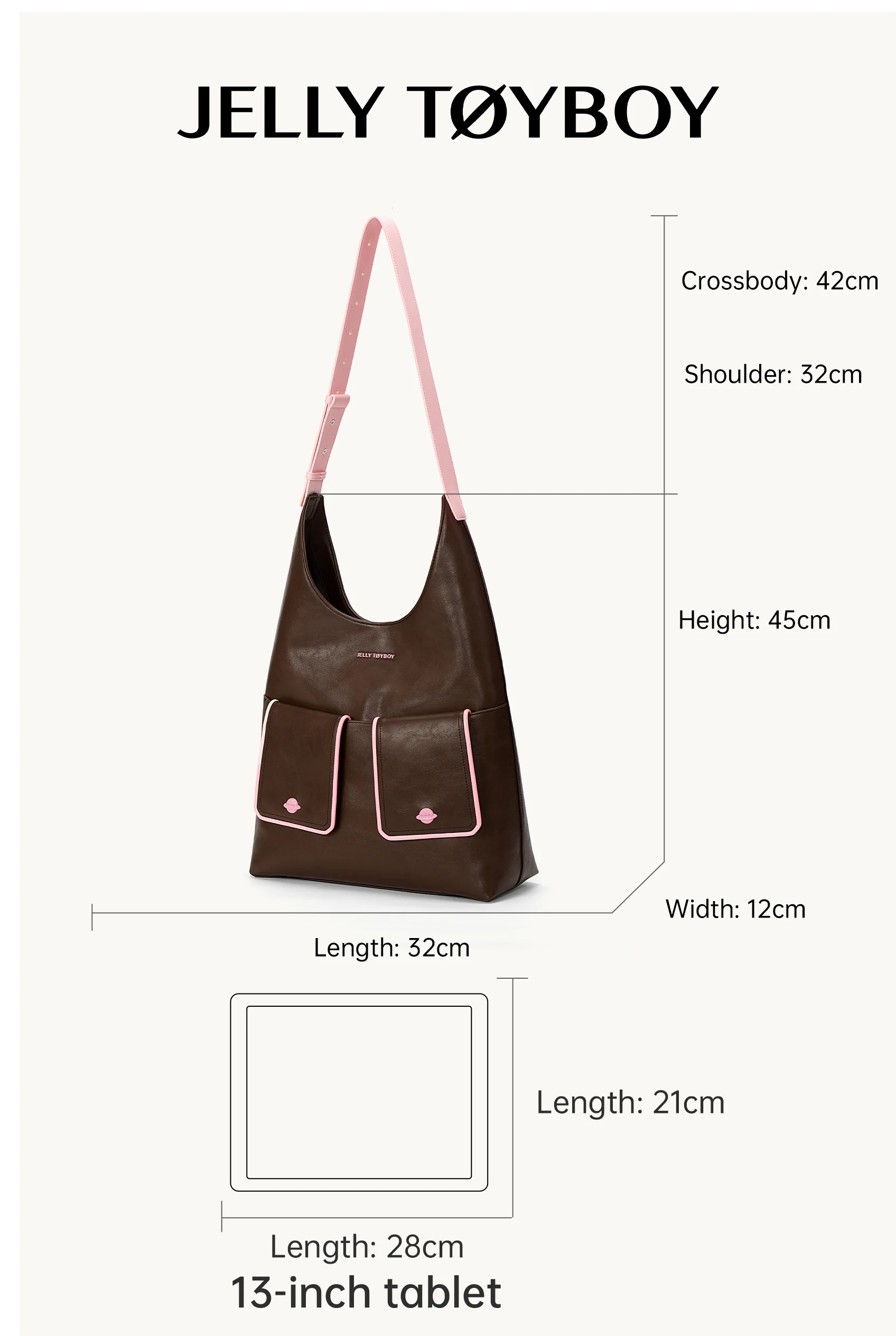 Jellytoyboy Women Niche Designer Cow Leather All Season Large Capacity Daily Commute Shoulder Tote Bag | JTB Dual Pocket Hobo Tote