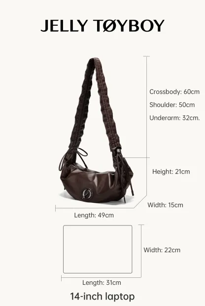 Jellytoyboy Women Spring Summer Genuine Cowhide Large Capacity Dumpling Bag Commute Shoulder Crossbody Bag | JTB Cloud Croissant Bag
