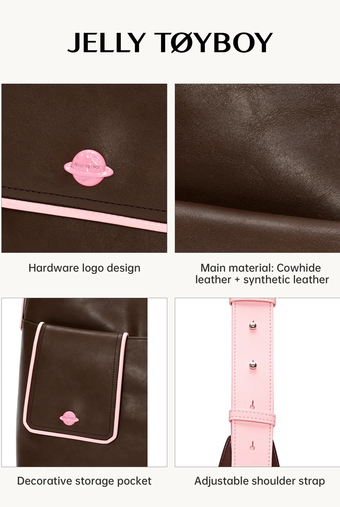 Jellytoyboy Women Niche Designer Cow Leather All Season Large Capacity Daily Commute Shoulder Tote Bag | JTB Dual Pocket Hobo Tote