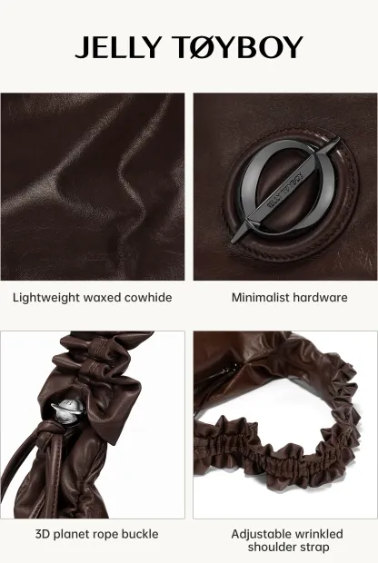 Jellytoyboy Women Spring Summer Genuine Cowhide Large Capacity Dumpling Bag Commute Shoulder Crossbody Bag | JTB Cloud Croissant Bag