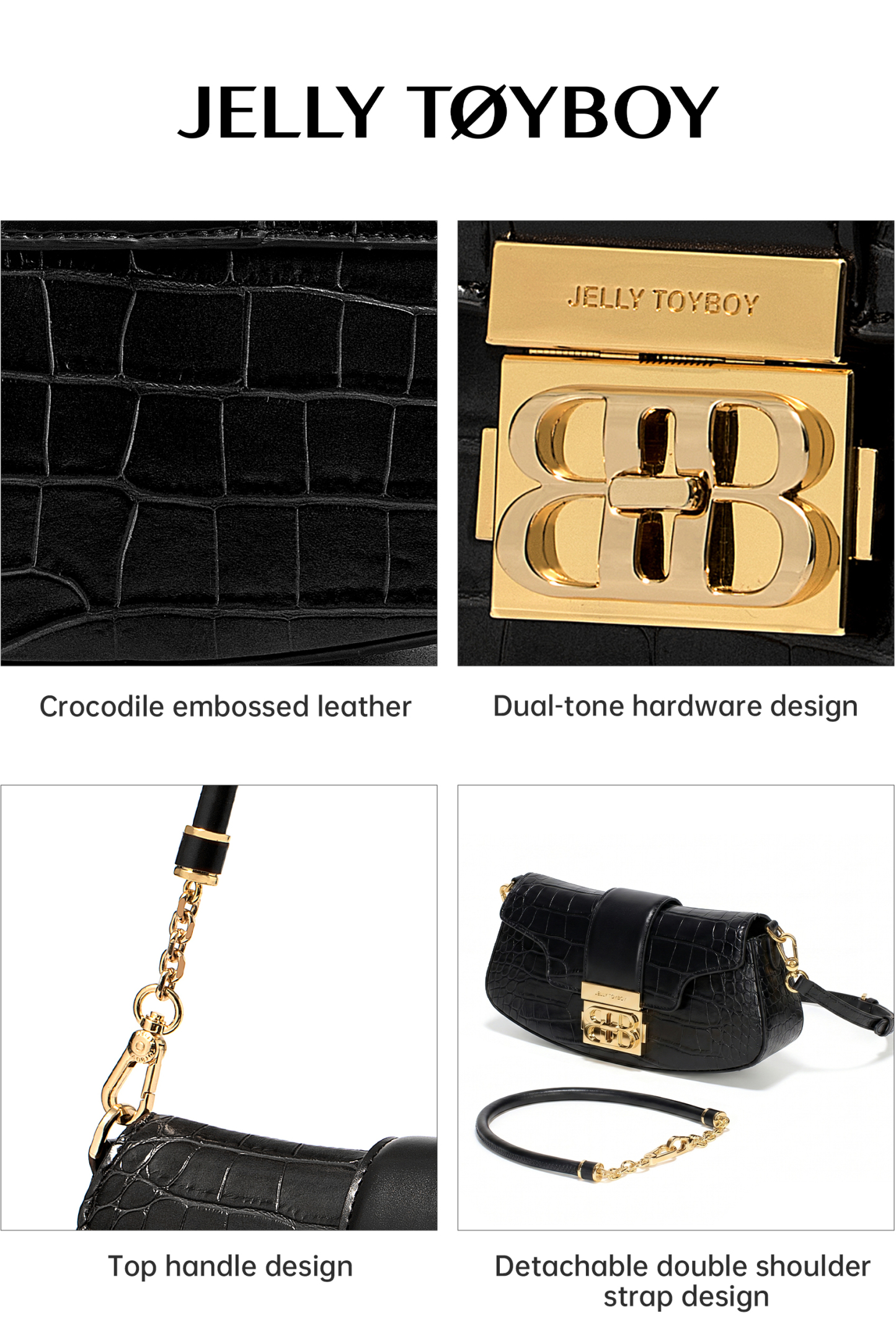 Jellytoyboy Women Casual Crossbody Purse, Sculptural Handle Premium Leather Handbag | JTB Shake Bag