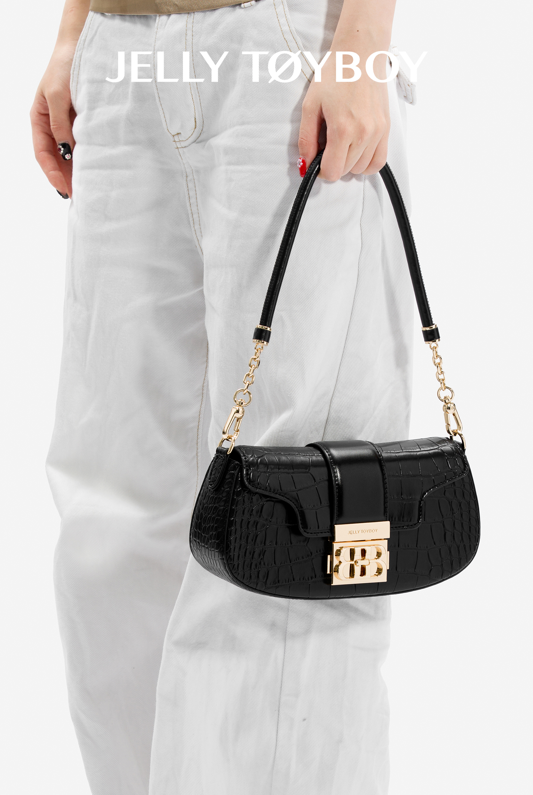 Jellytoyboy Women Casual Crossbody Purse, Sculptural Handle Premium Leather Handbag | JTB Shake Bag