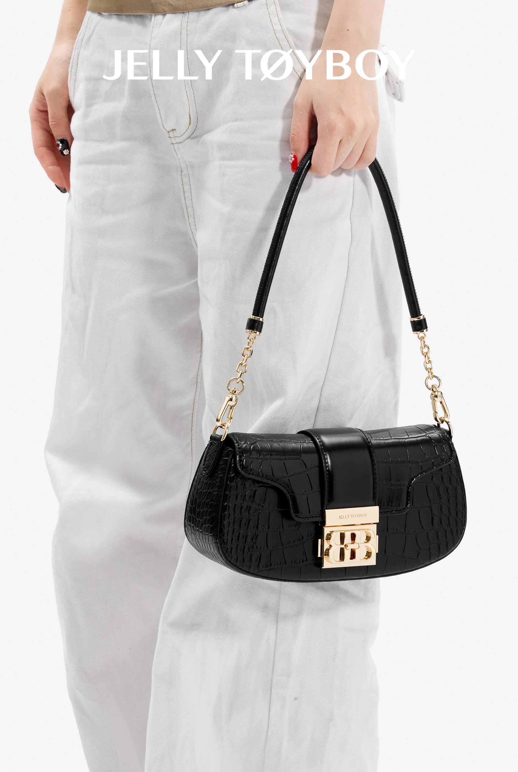 Jellytoyboy Women Casual Crossbody Purse, Sculptural Handle Premium Leather Handbag | JTB Shake Bag