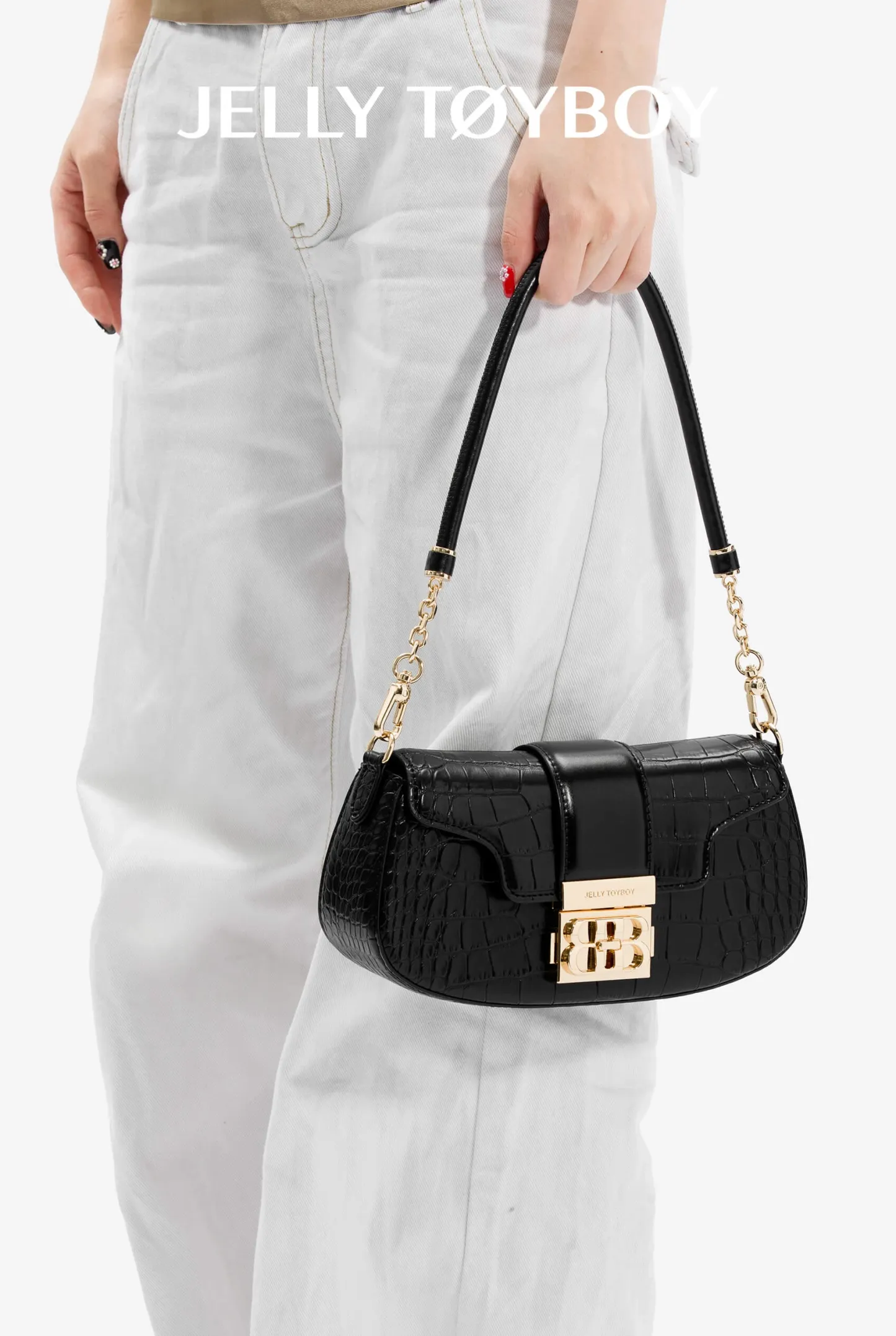 Jellytoyboy Women Casual Crossbody Purse, Sculptural Handle Premium Leather Handbag | JTB Shake Bag