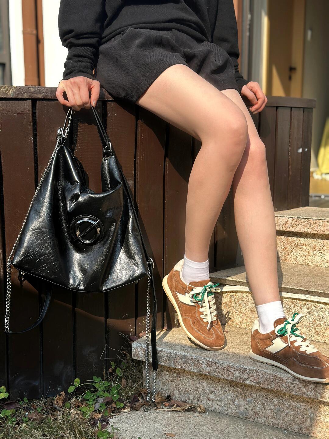 Null Set | Voyager Bag – Abstract Geometry Shoulder Bag in Glossy Black