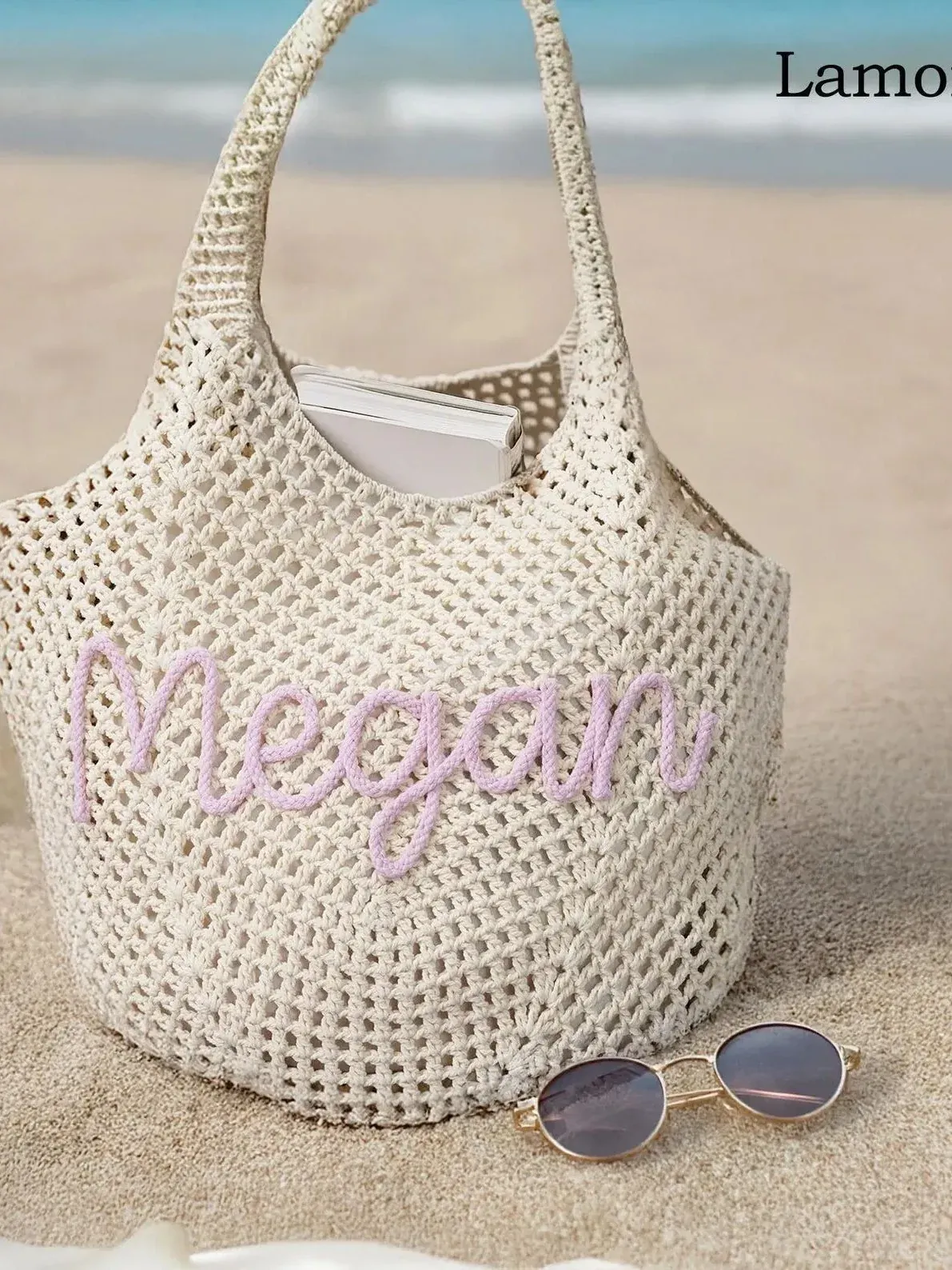Handmade Embroidered Hollow Out Underarm Shoulder Bag Large Capacity Knitted Woven Bag Beach & Commute Bag for Women