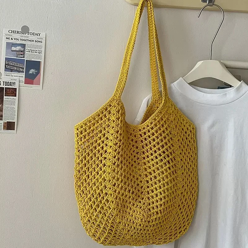 Handmade Embroidered Hollow Woven Bag | Large Capacity Underarm Bag