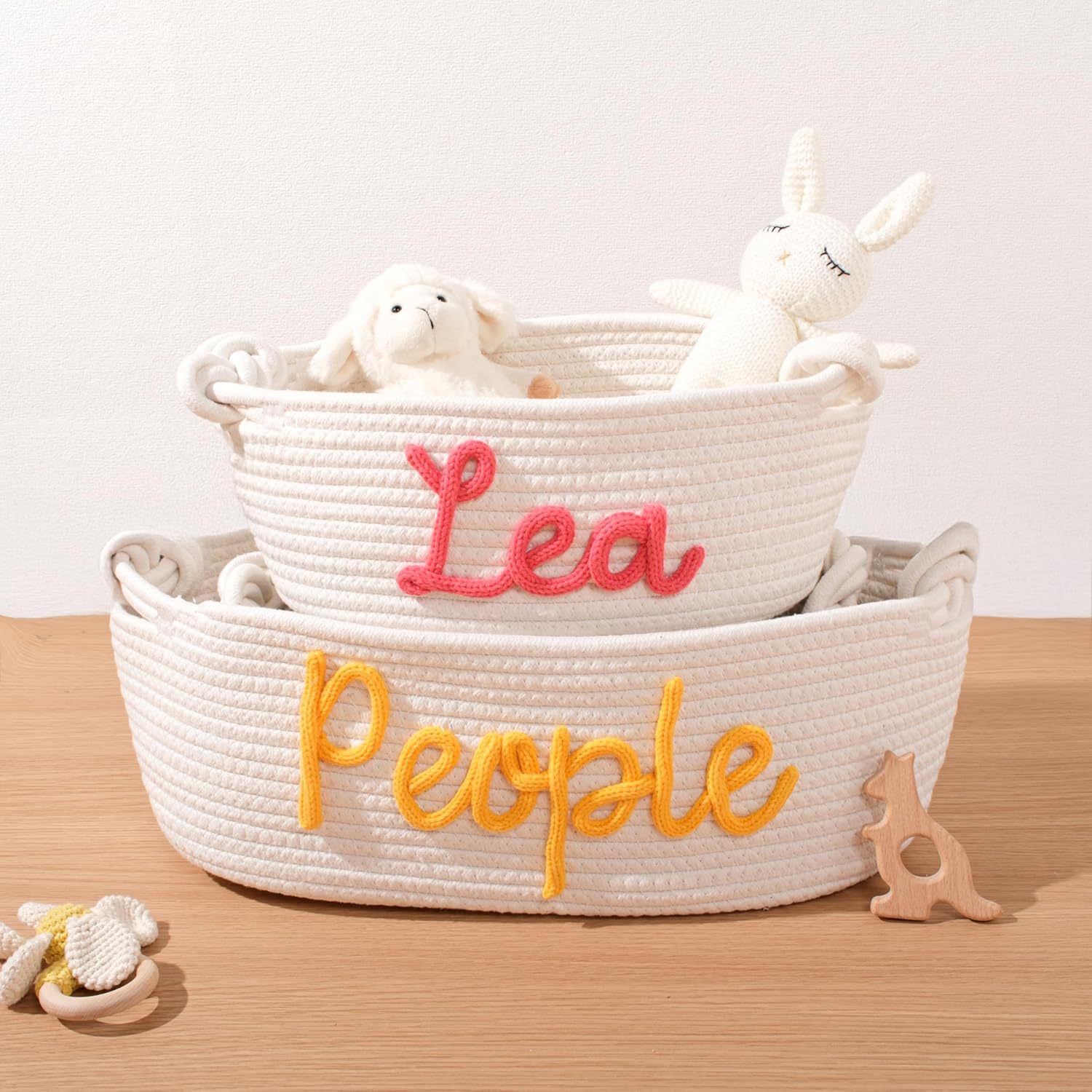 Etsy Programmable Name Cute Style Cotton Rope Storage Basket Children'S Toy Book Storage Basket Oval Bottom Gift Basket