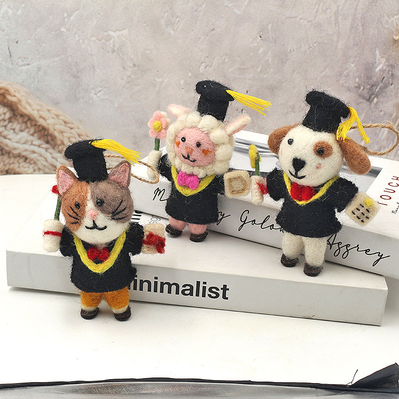 High-Looking Fashionable Wool Felt Doll Pendant Doctor Sheep Bachelor Cat Cartoon Doll Bag Hanging Decorative Key Accessories