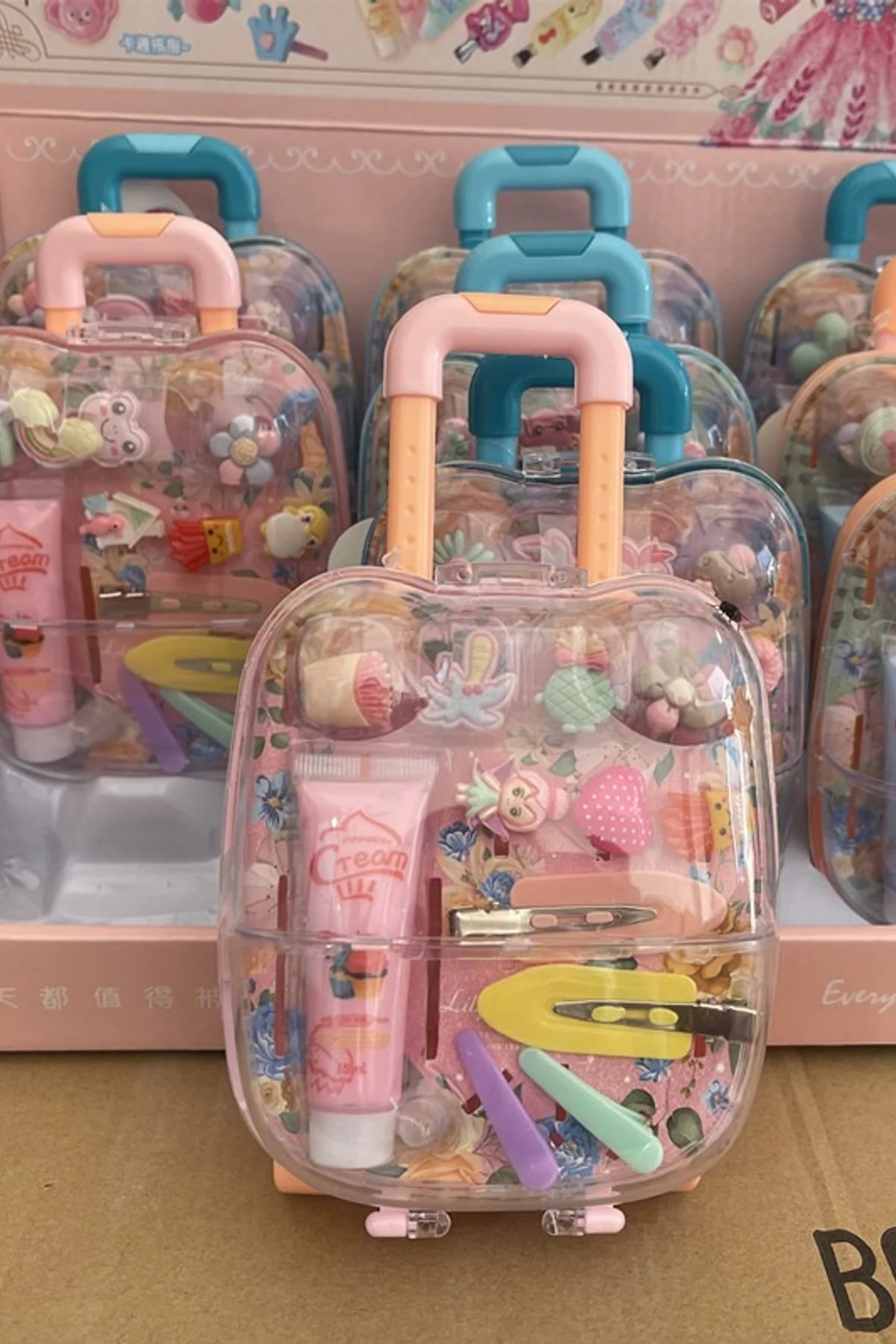 Kids Princess Rolling Suitcase Jewelry Box Pretend Play Hair Accessory Toy