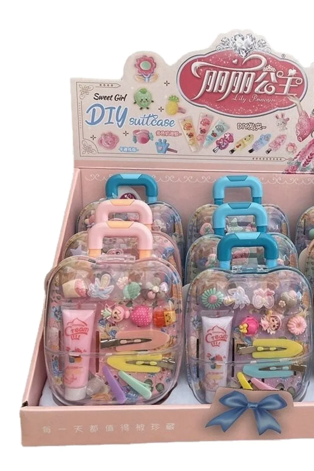 Kids Princess Rolling Suitcase Jewelry Box Pretend Play Hair Accessory Toy