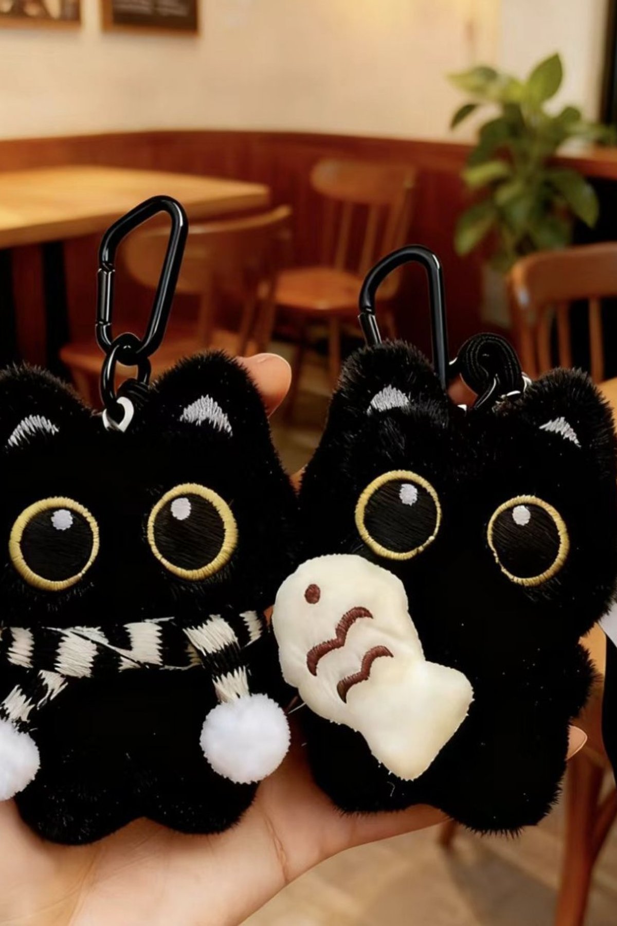Black Cat Holding Fish Couple Pendant Fashion Accessory Charms