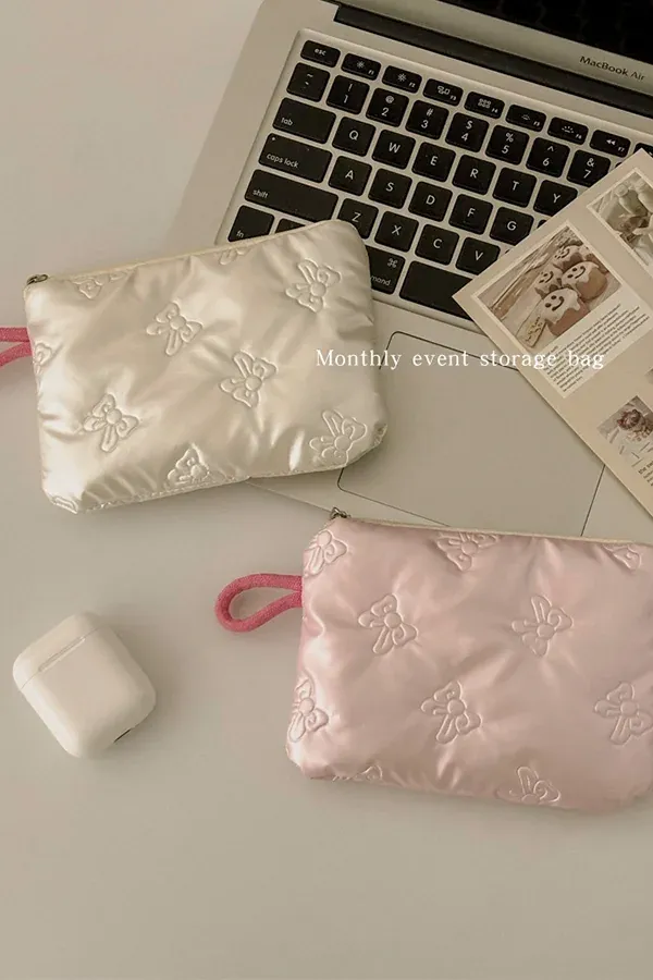 Ins Style Niche Cosmetic Bag Mini Portable Storage Pouch Cute Handheld Coin & Sanitary Napkin Bag for Women
