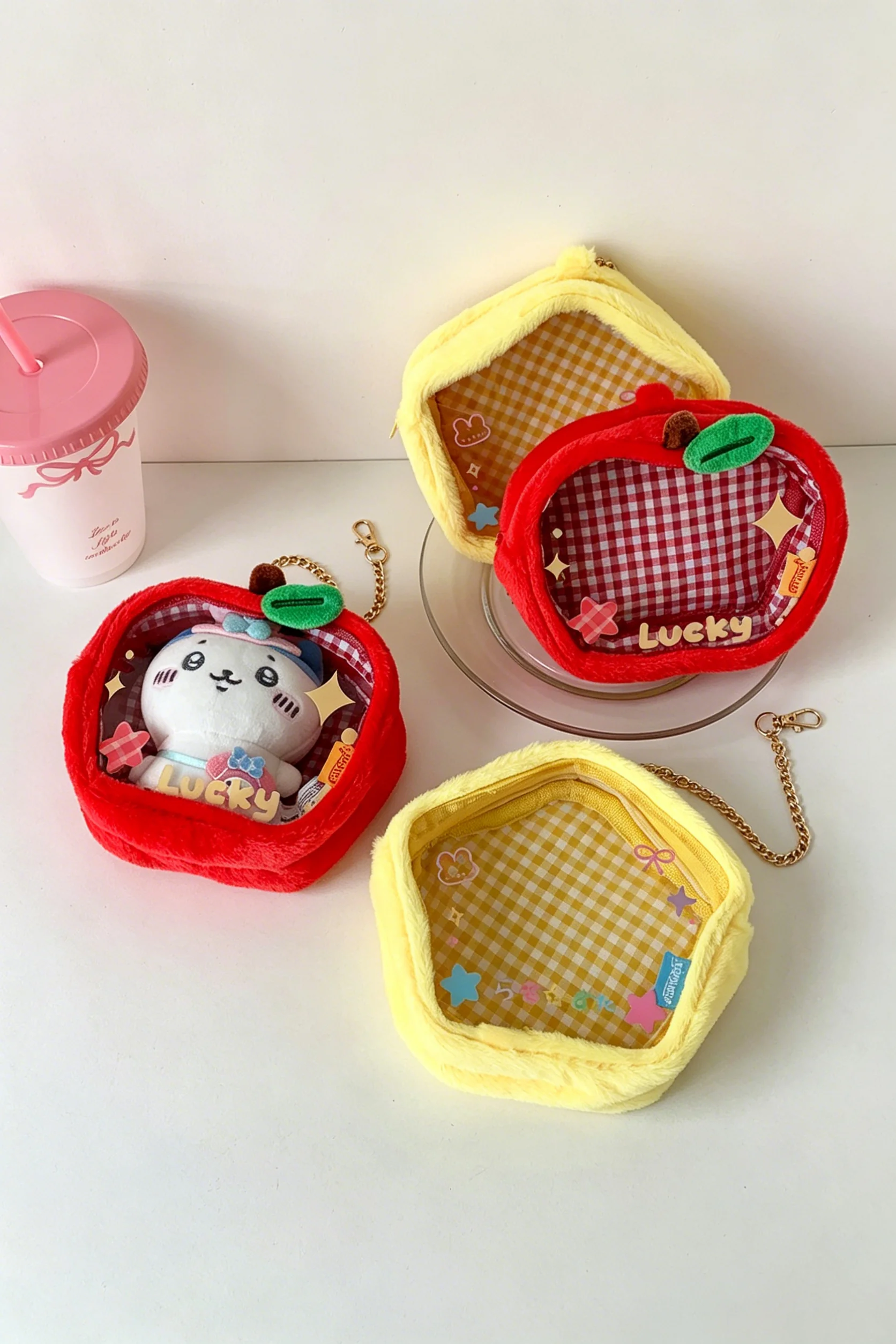 Korean Ins Style Plush Ita Bag Mini Doll Bag Cute Small Pouch for Doll Storage & Hanging Apple Shaped Bag for Students