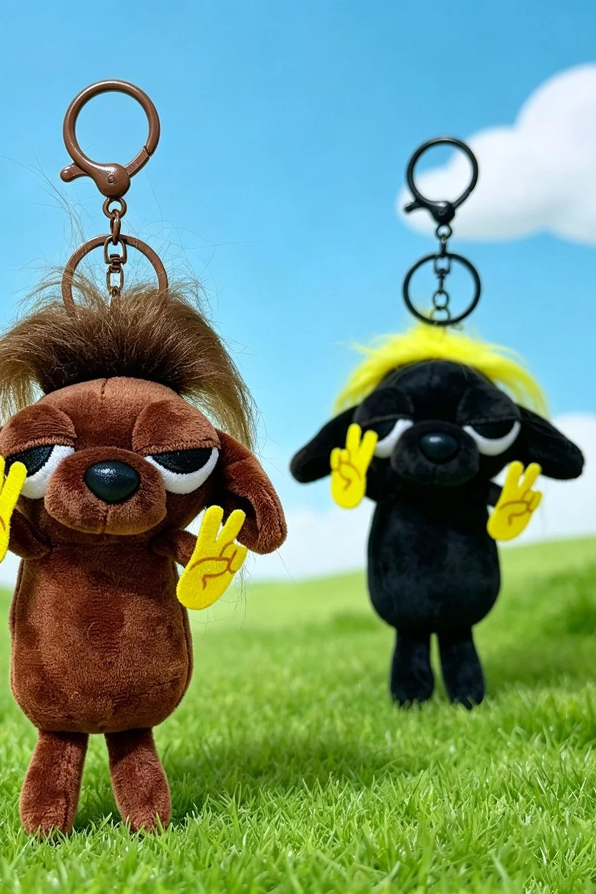 Rock Style Chihuahua Plush Keychain Rough Look Puppy Bag Charm