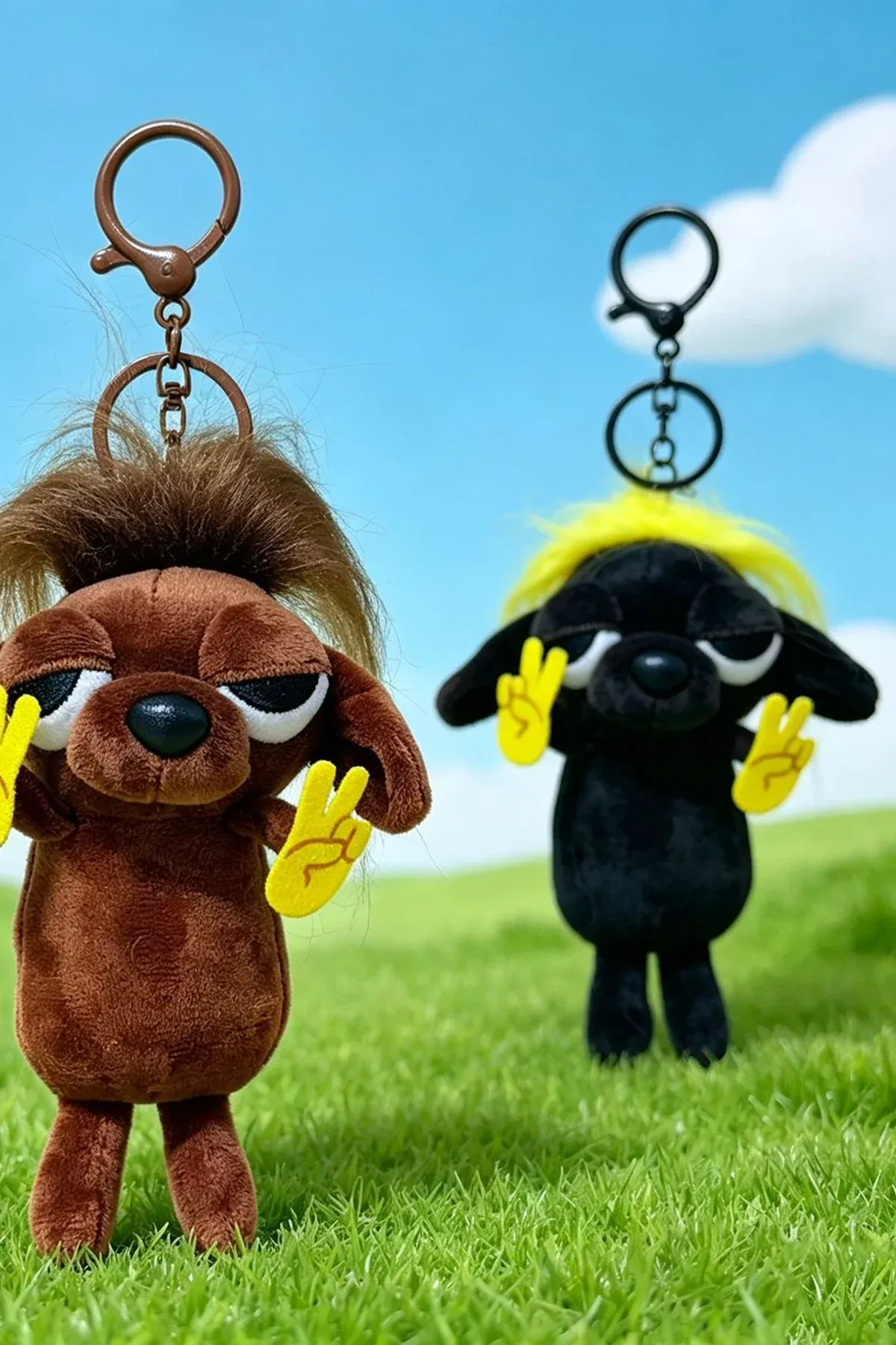 Rock Style Chihuahua Plush Keychain Rough Look Puppy Bag Charm