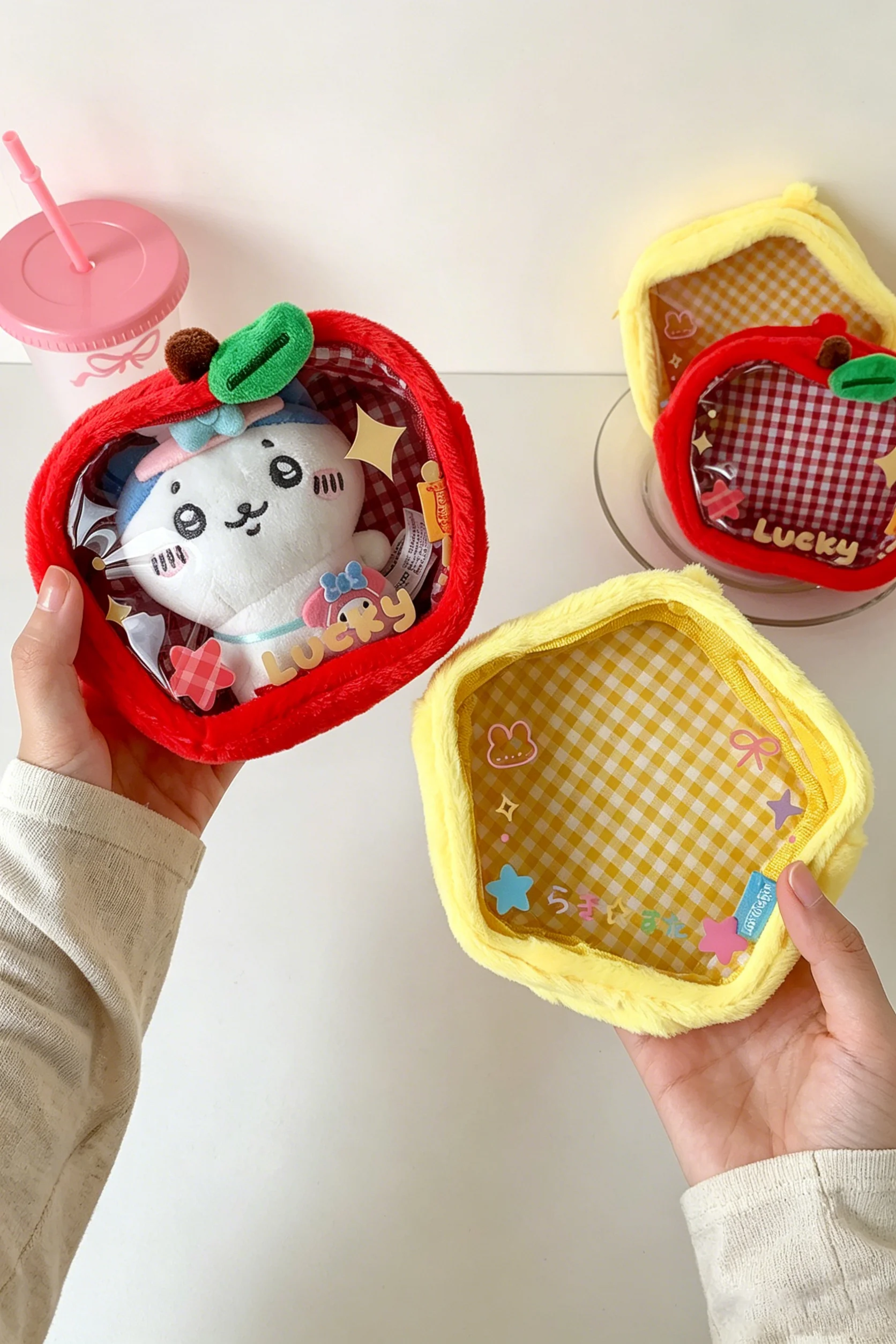 Korean Ins Style Plush Ita Bag Mini Doll Bag Cute Small Pouch for Doll Storage & Hanging Apple Shaped Bag for Students
