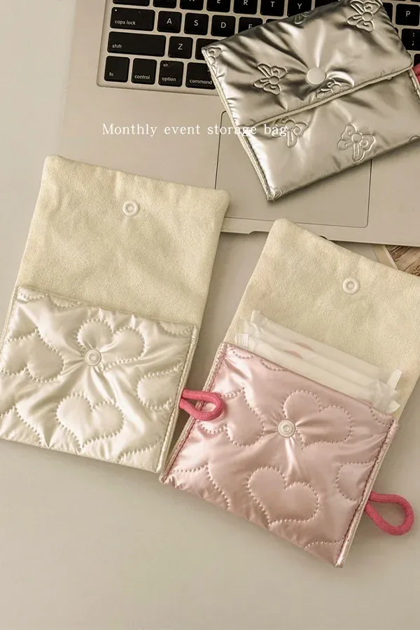 Ins Style Niche Cosmetic Bag Mini Portable Storage Pouch Cute Handheld Coin & Sanitary Napkin Bag for Women