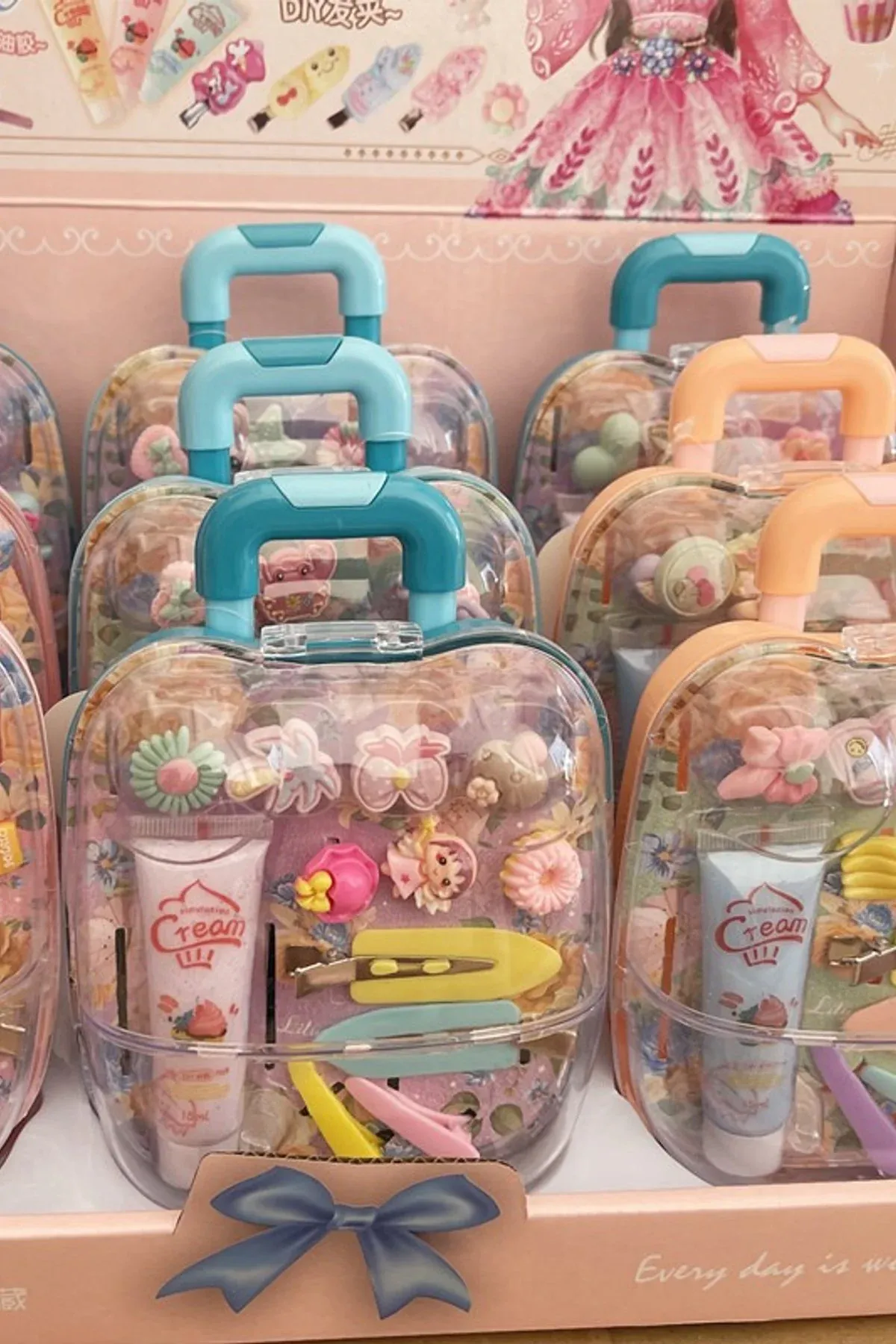 Kids Princess Rolling Suitcase Jewelry Box Pretend Play Hair Accessory Toy