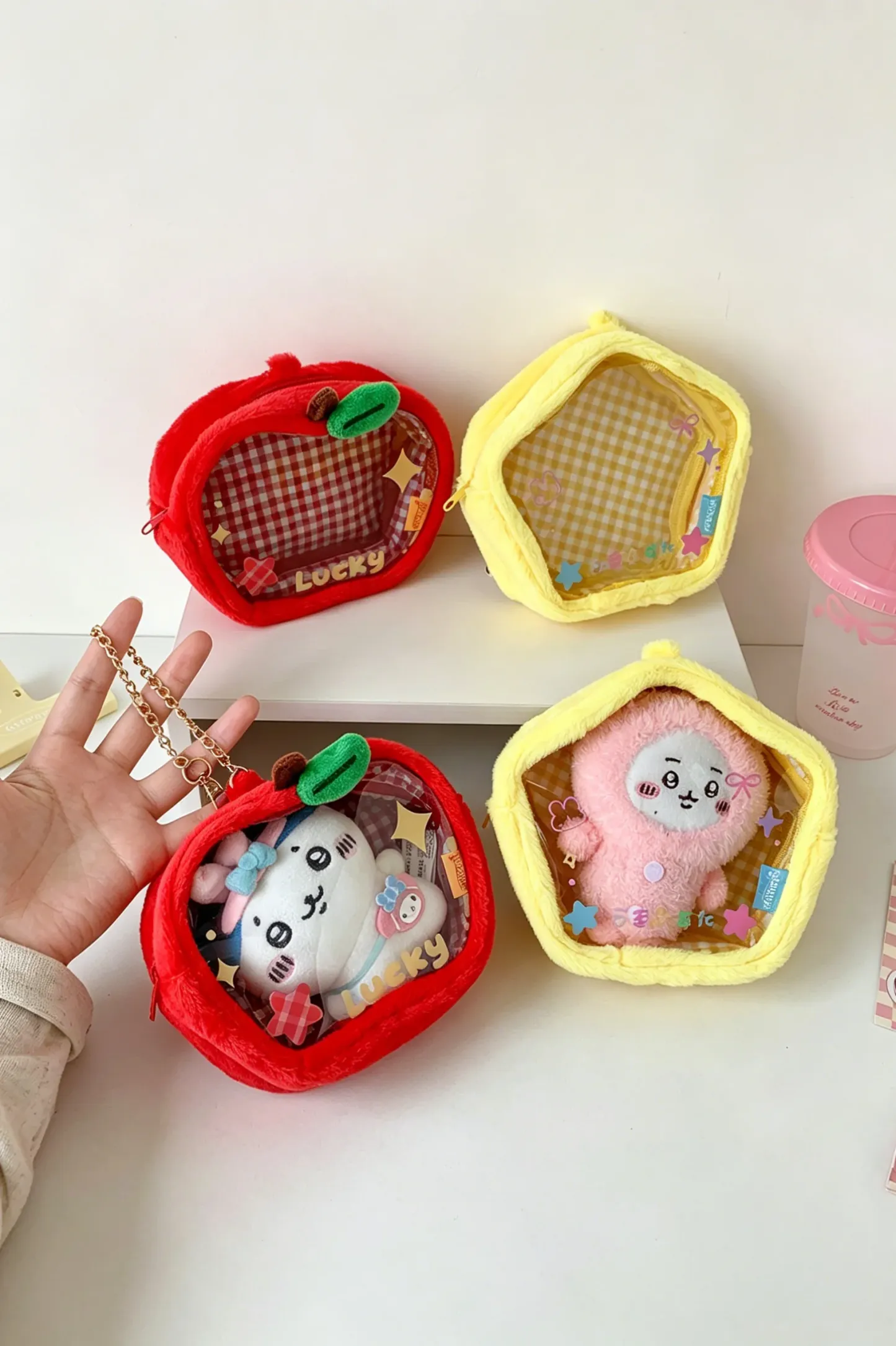 Korean Ins Style Plush Ita Bag Mini Doll Bag Cute Small Pouch for Doll Storage & Hanging Apple Shaped Bag for Students